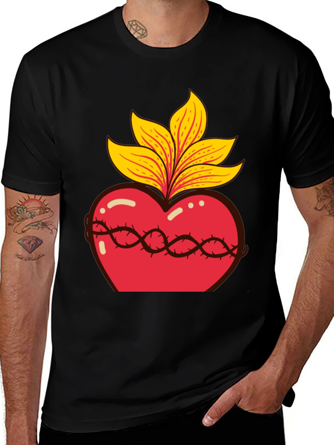 Sacred Heart Graphic Tee - Black
