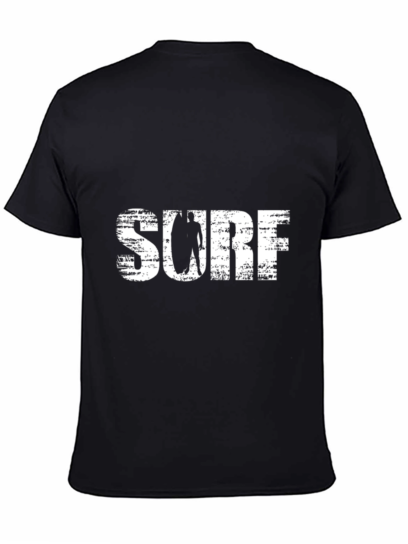 Surf T-Shirt - Black Cotton Tee with Graphic Print