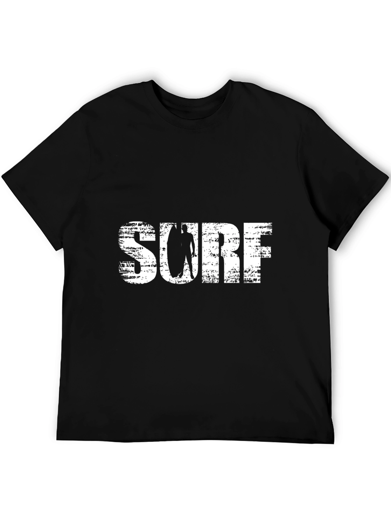 Surf T-Shirt - Black Cotton Tee with Graphic Print