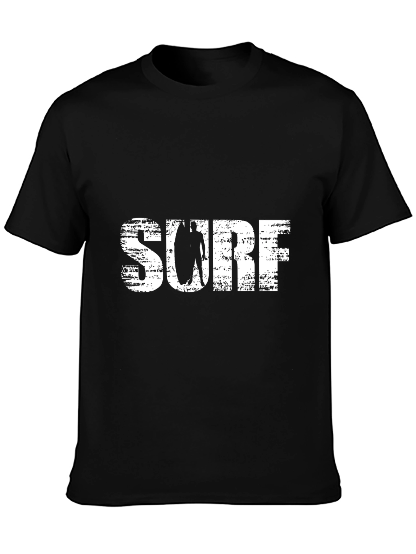 Surf T-Shirt - Black Cotton Tee with Graphic Print