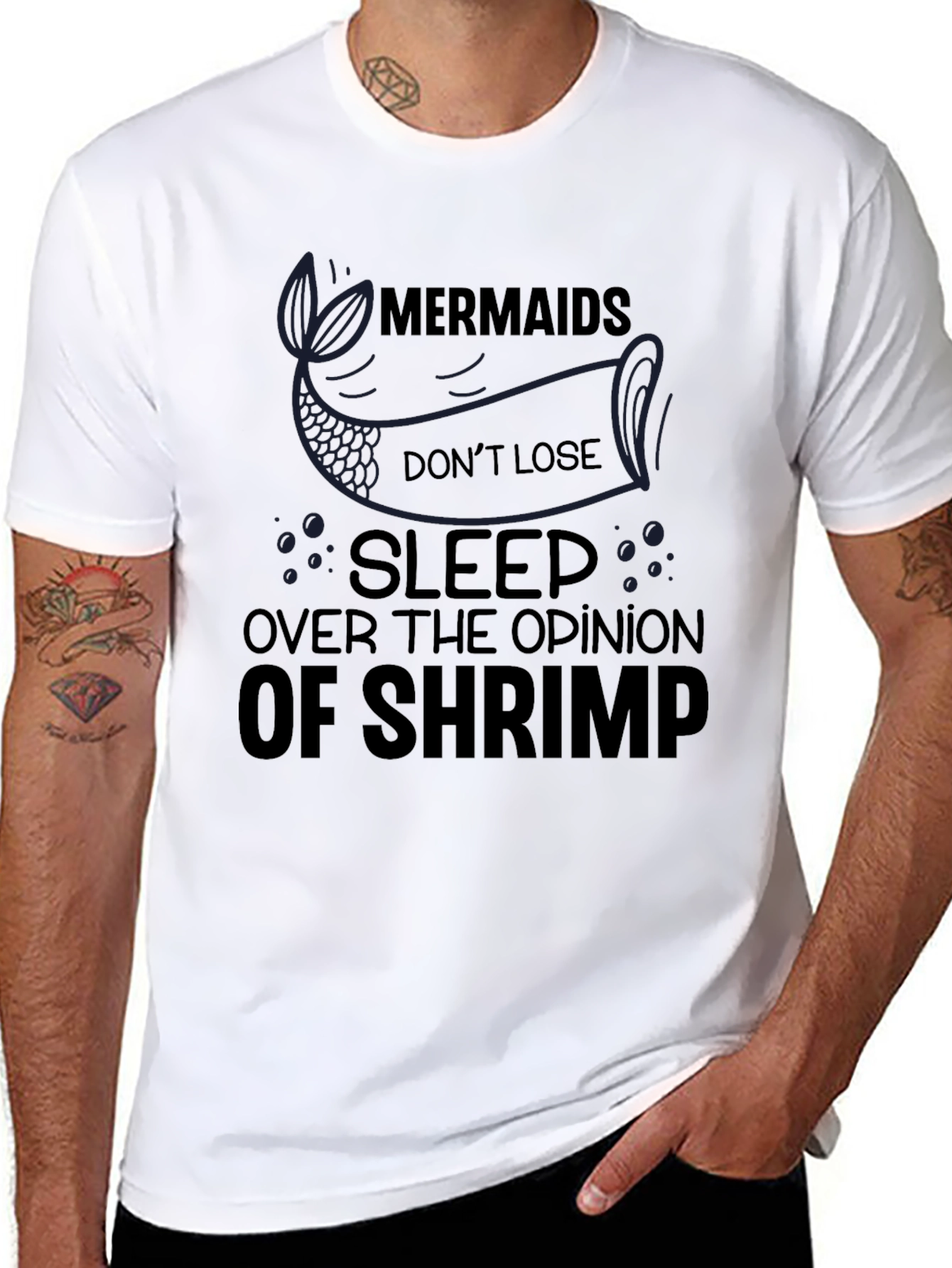 Mermaids Dont Lose Sleep Over Shrimp Graphic Tee