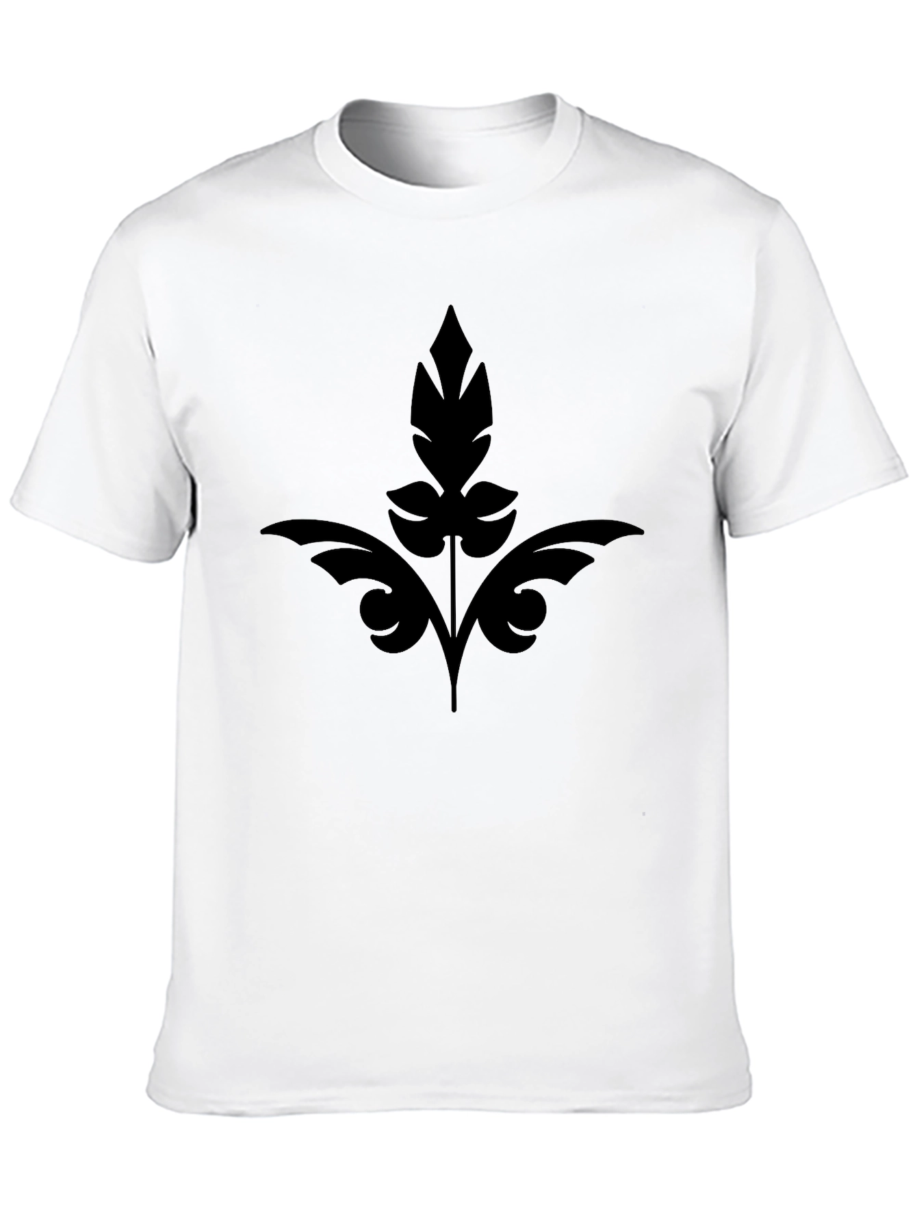 Elegant Black Leaf Design Mens T-Shirt