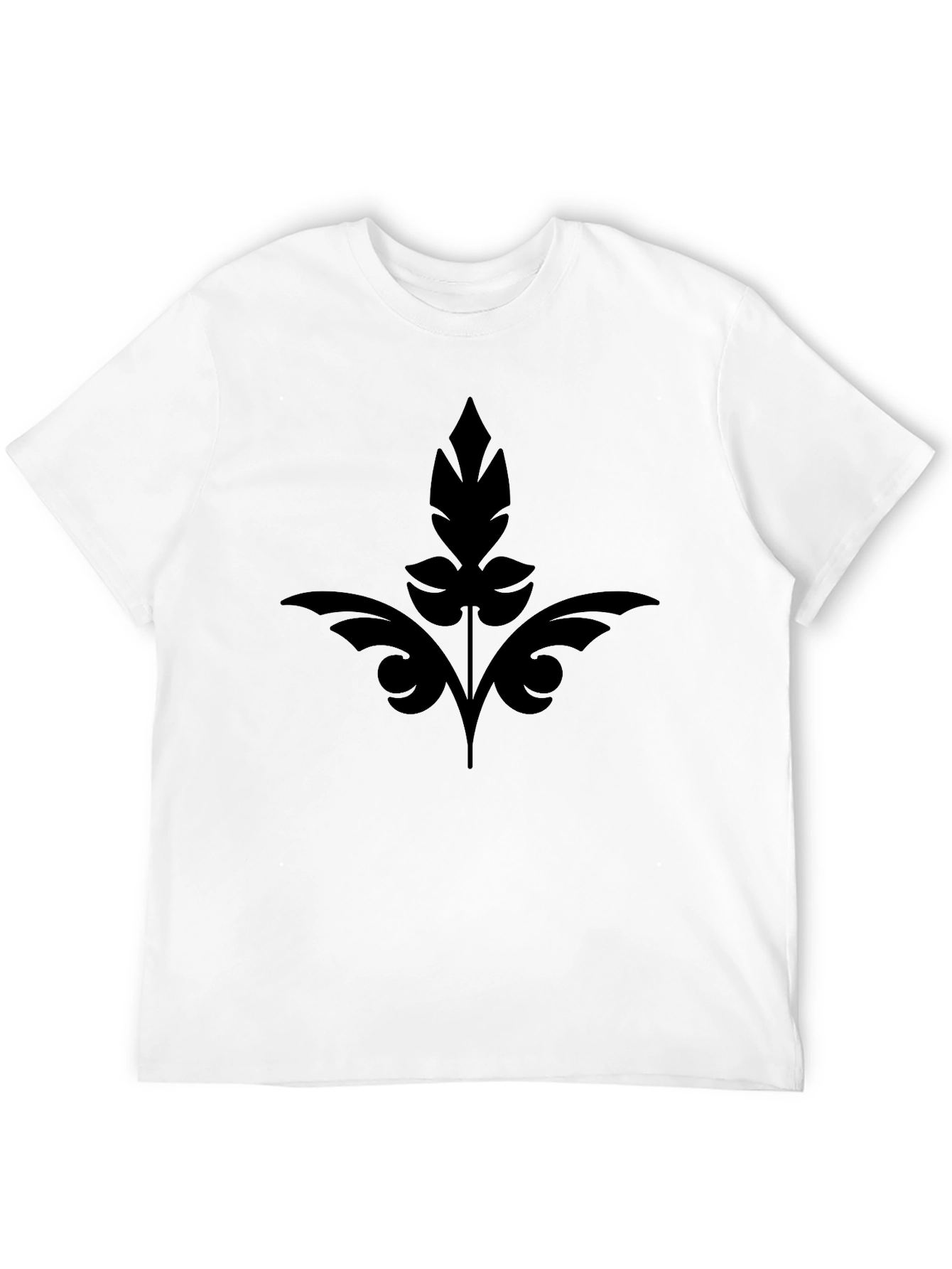 Elegant Black Leaf Design Mens T-Shirt