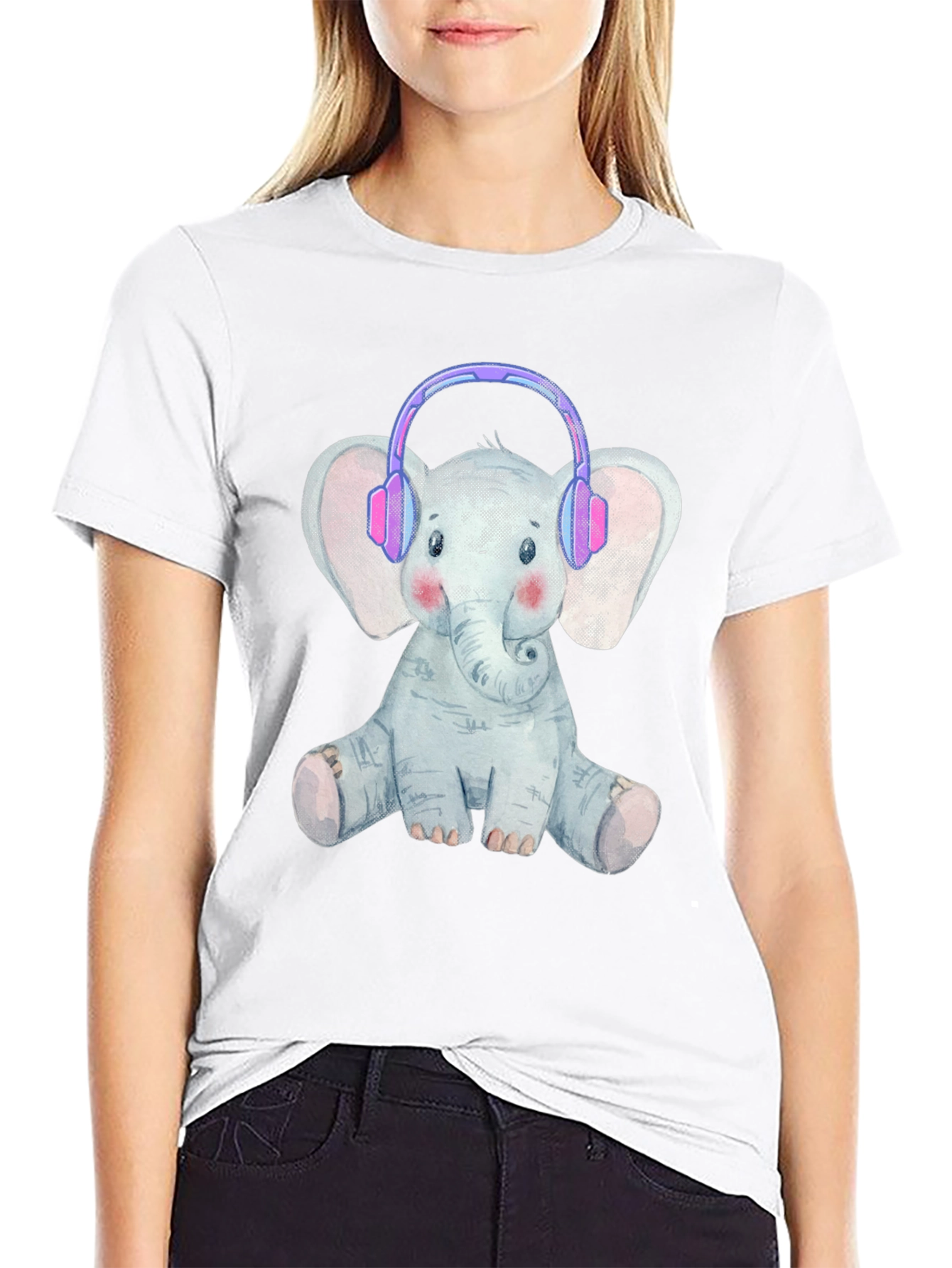 Cute Elephant T-Shirt with Headphones