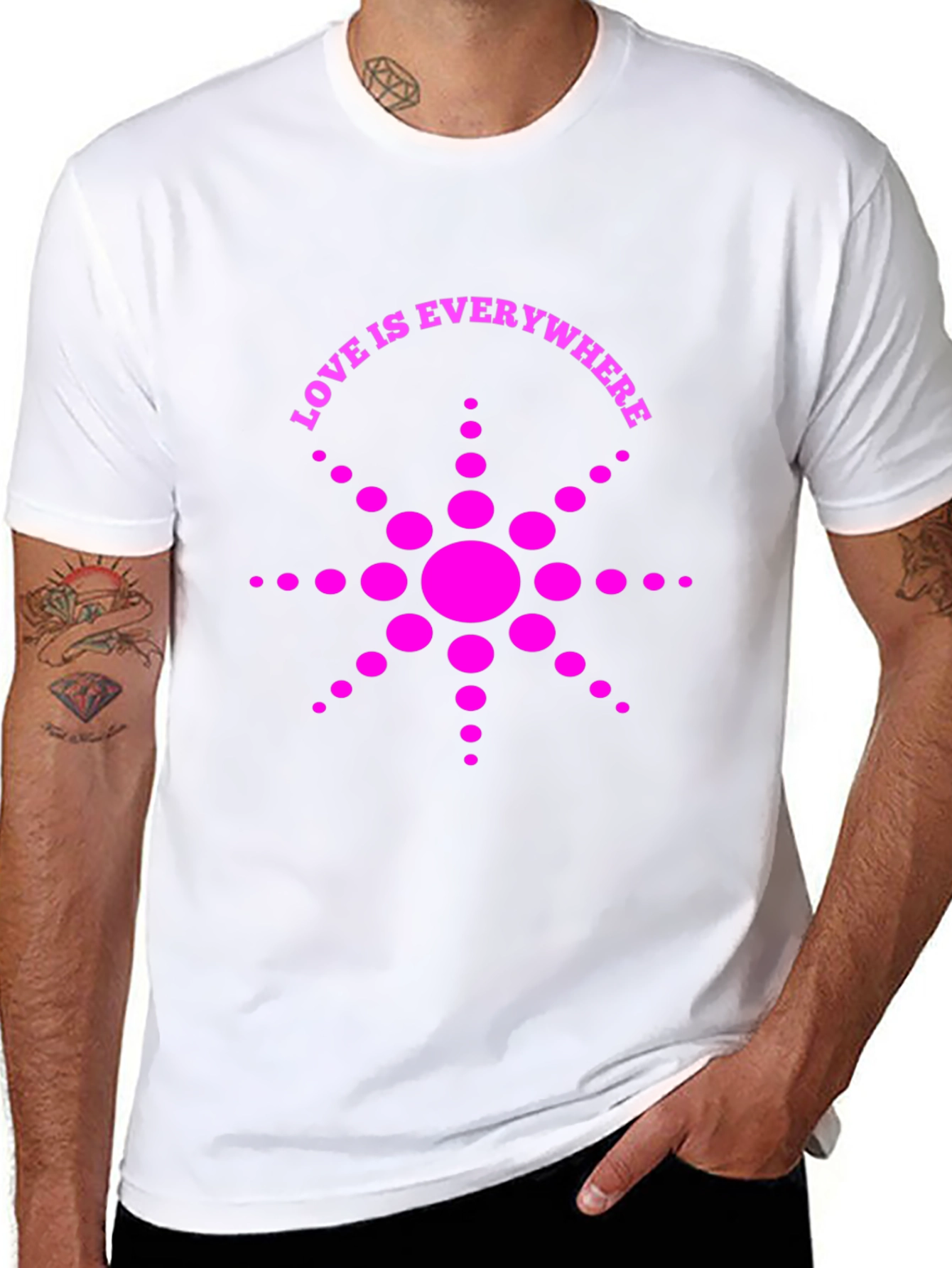 Love Is Everywhere T-Shirt - Black with Pink Graphic