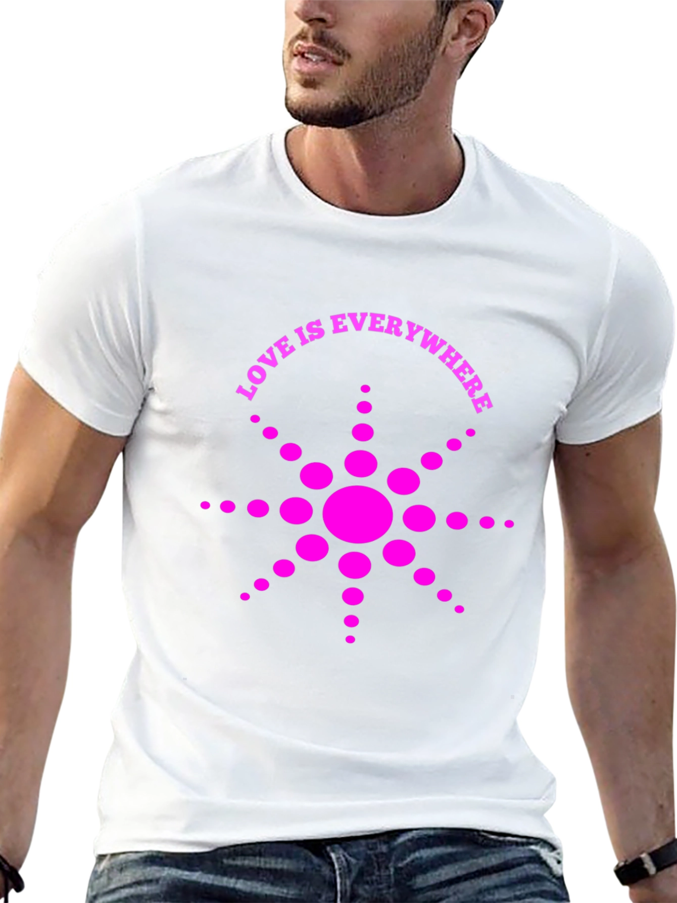 Love Is Everywhere T-Shirt - Black with Pink Graphic