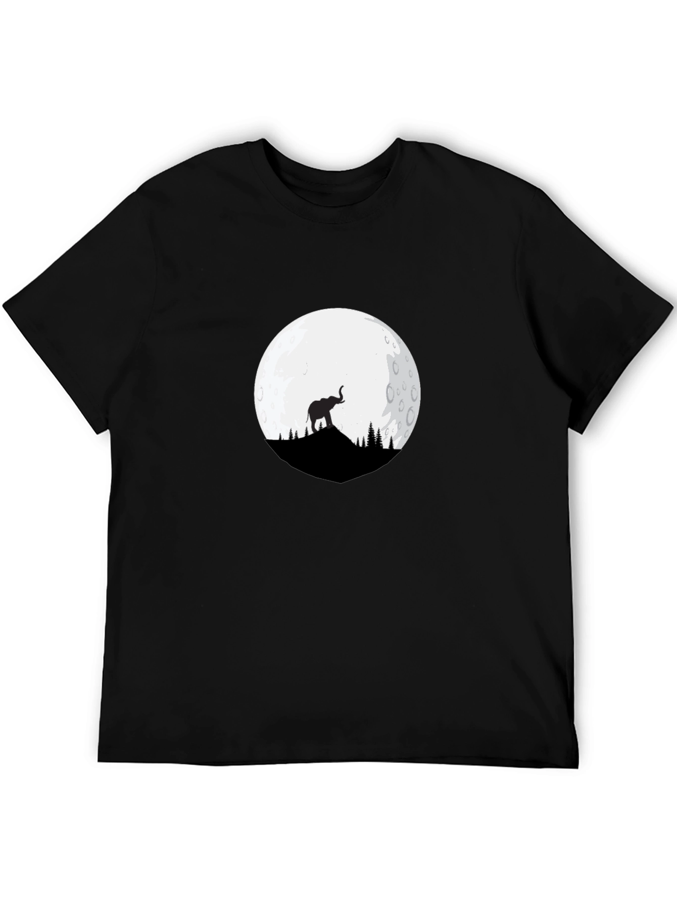 Elephant Moon Graphic Tee - Black Cotton Blend