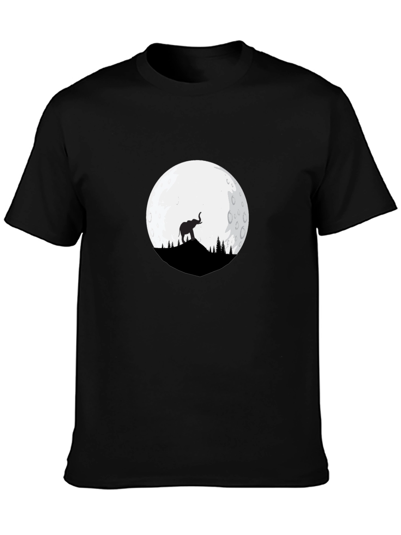 Elephant Moon Graphic Tee - Black Cotton Blend