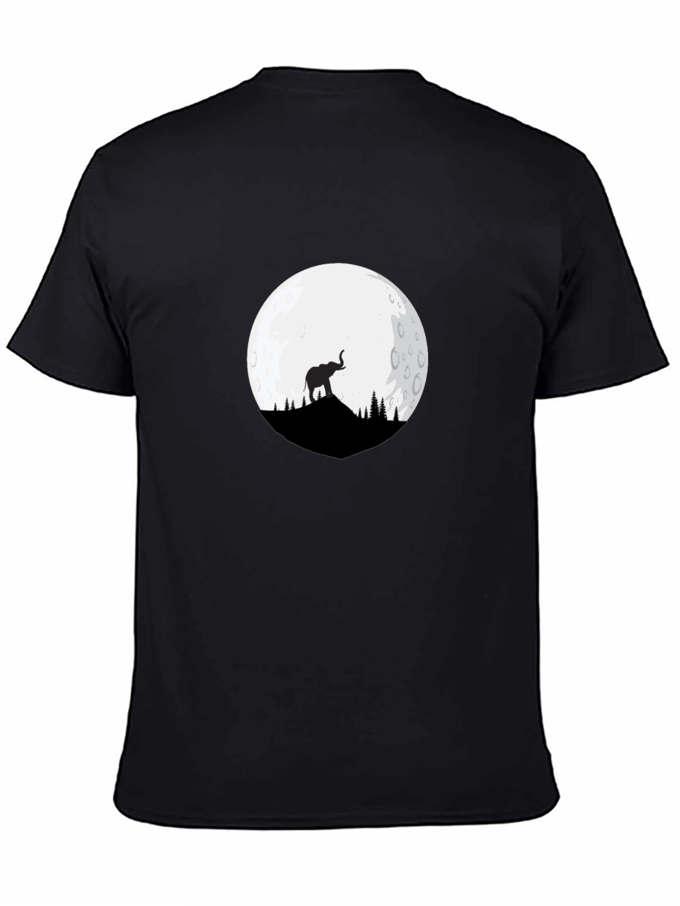 Elephant Moon Graphic Tee - Black Cotton Blend