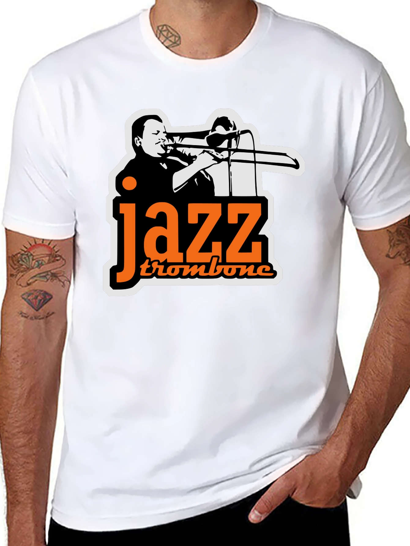 Jazz Trombone Black T-Shirt - Cool Music Tee