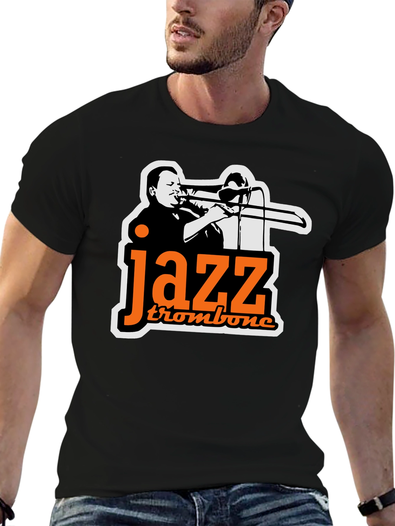 Jazz Trombone Black T-Shirt - Cool Music Tee