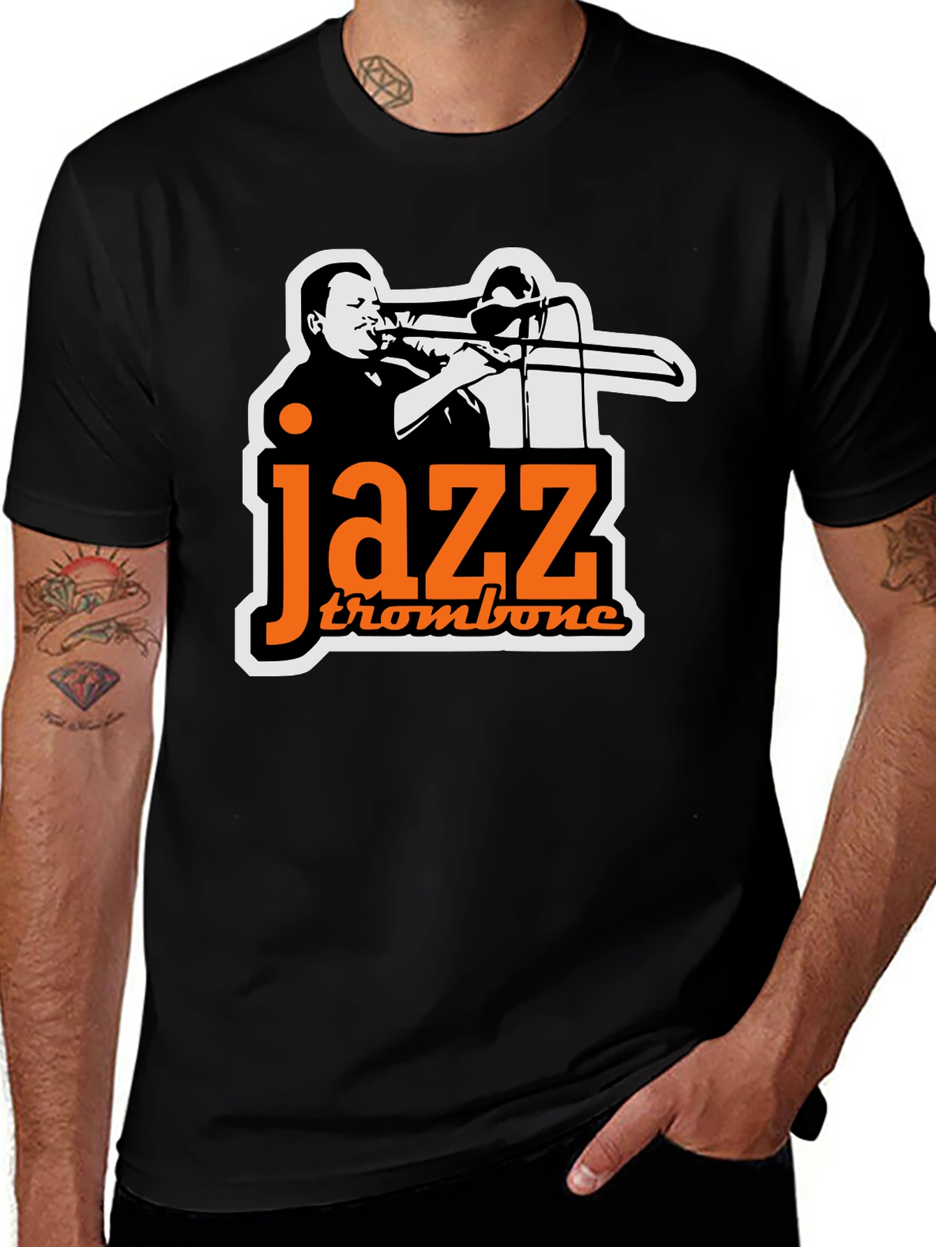 Jazz Trombone Black T-Shirt - Cool Music Tee