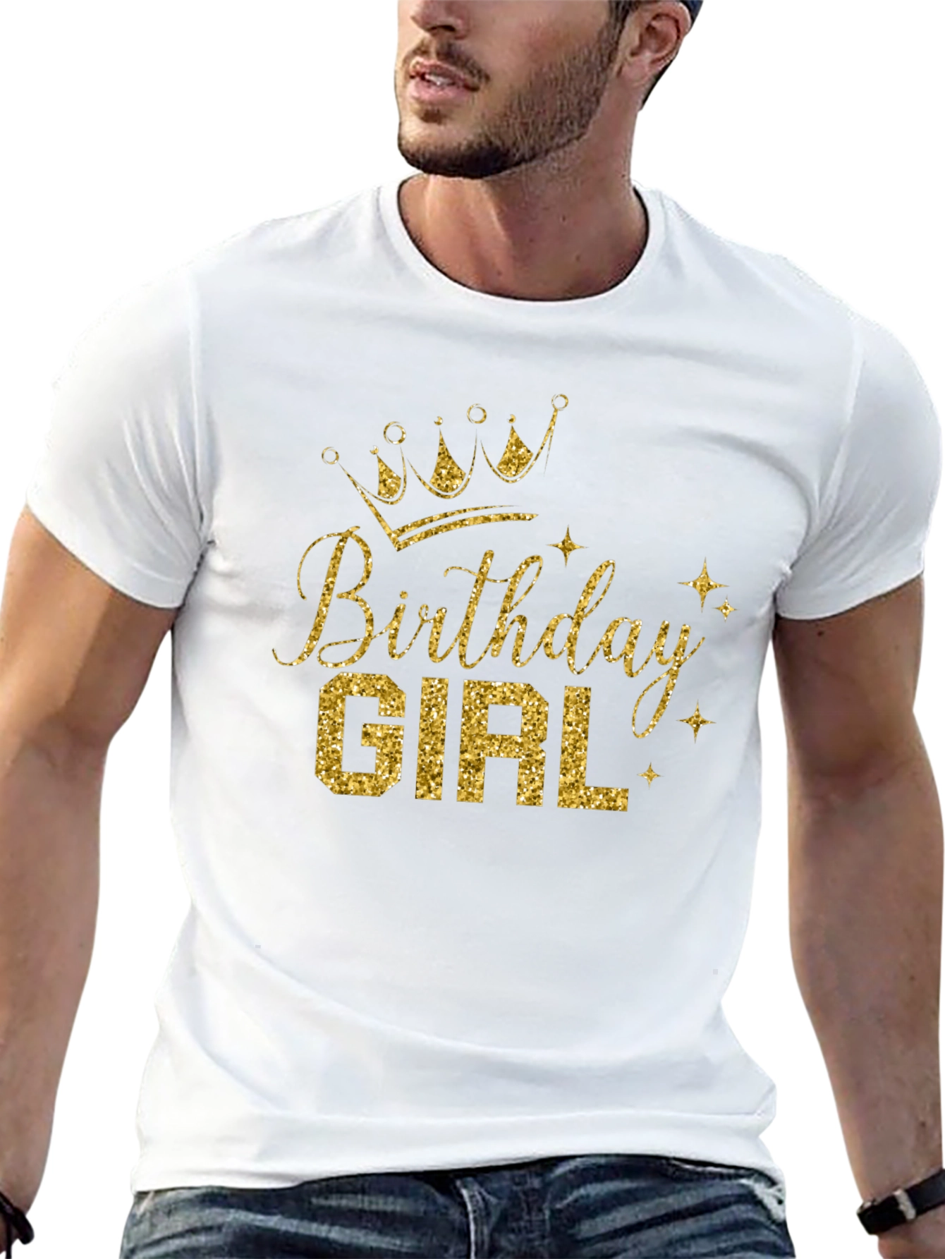 Birthday Girl T-Shirt - Gold Glitter Crown