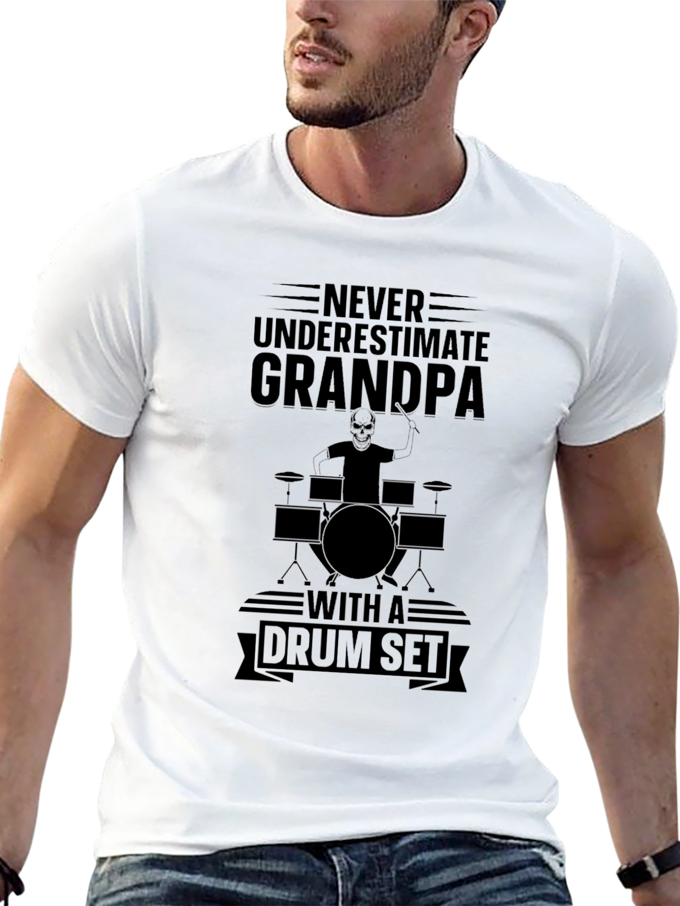 Never Underestimate Grandpa Drum Set T-Shirt