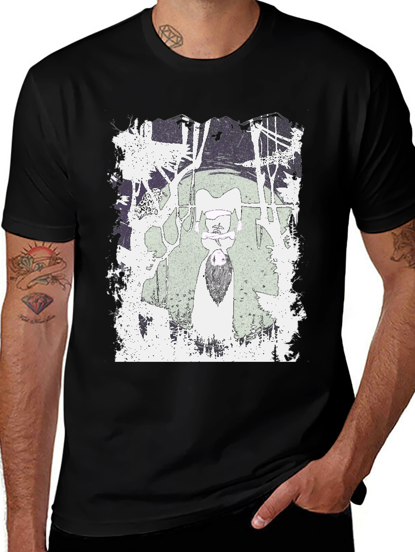 Graphic Tee - Unique Design on Black Cotton