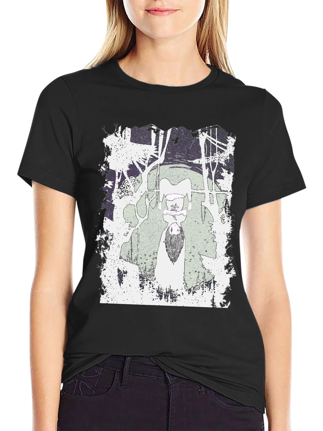 Graphic Tee - Unique Design on Black Cotton