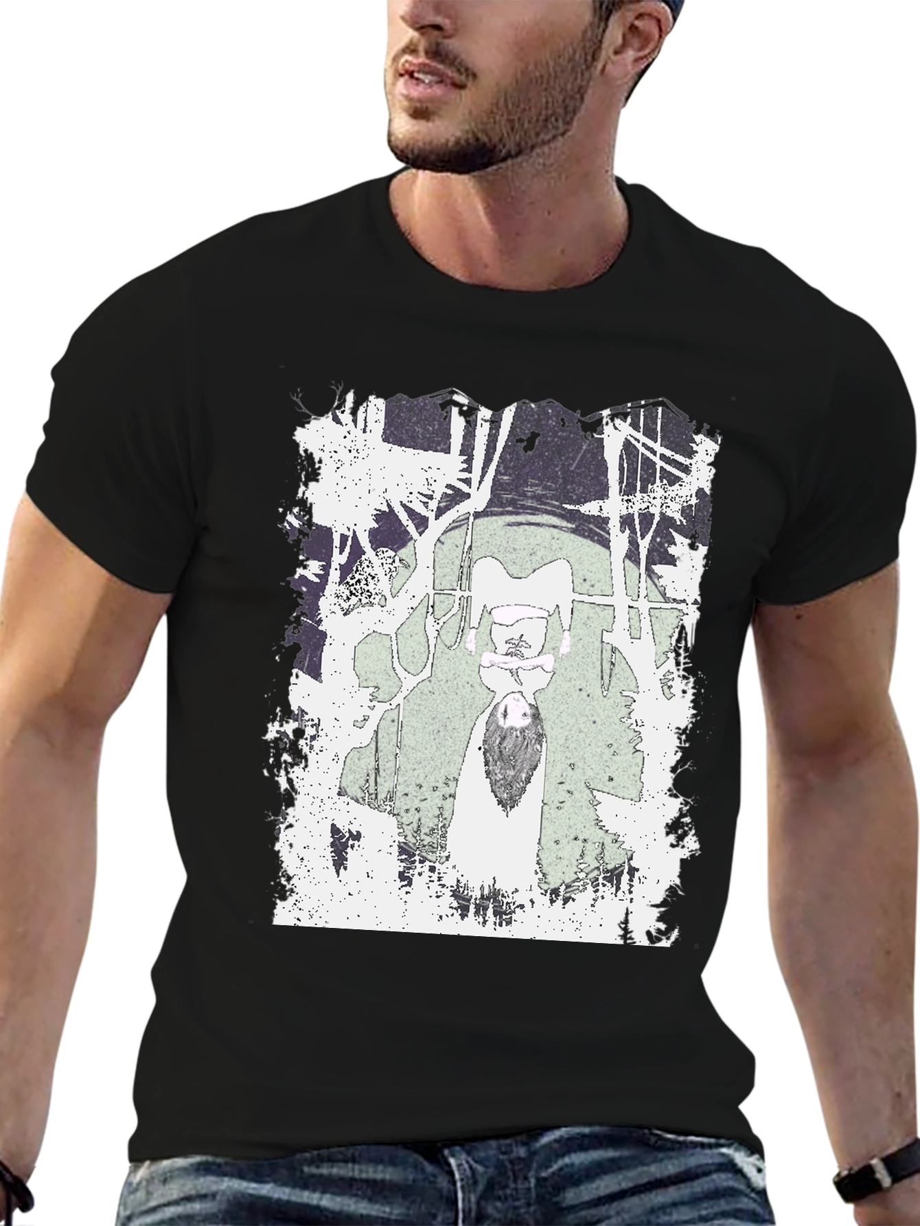 Graphic Tee - Unique Design on Black Cotton