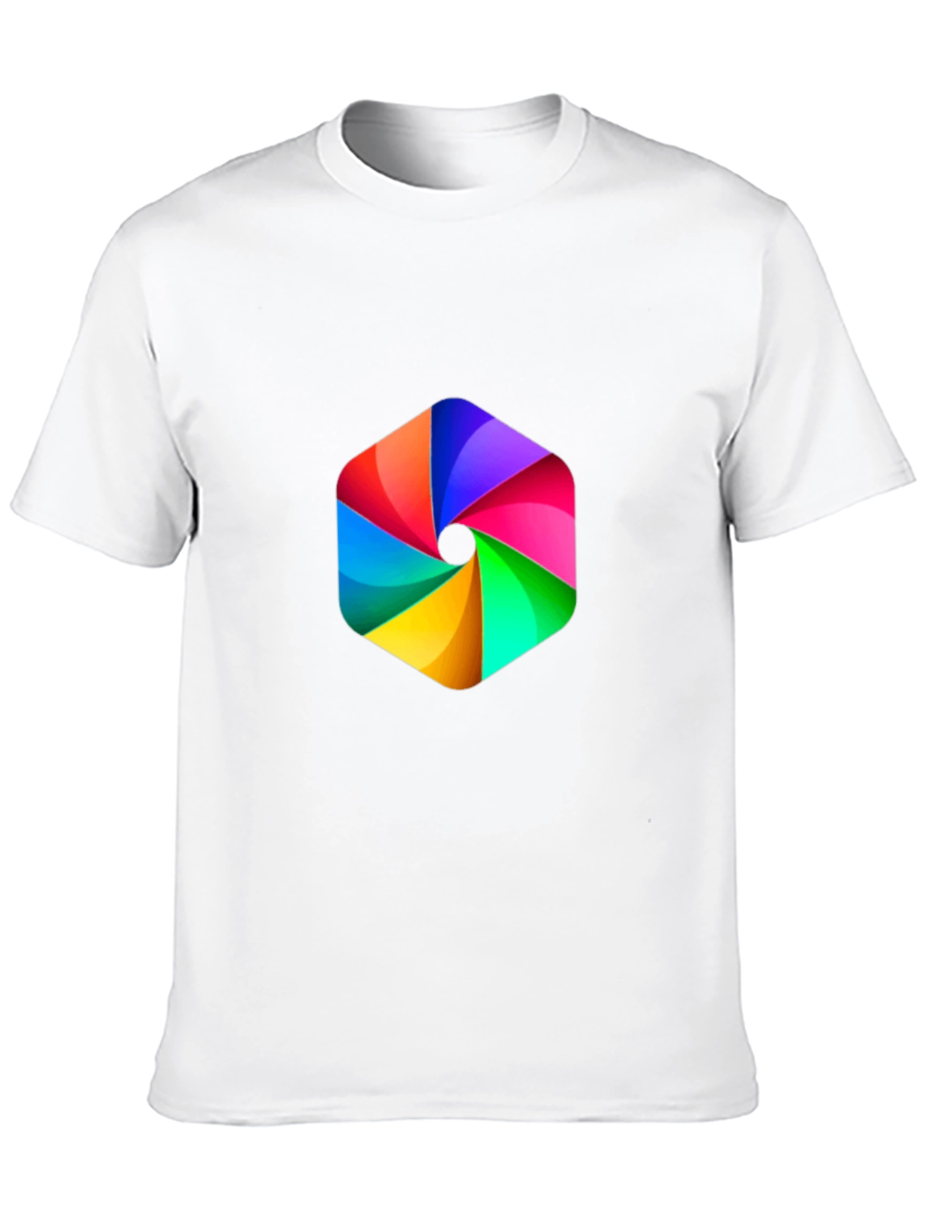 Mens Black Tee with Rainbow Hexagon Graphic