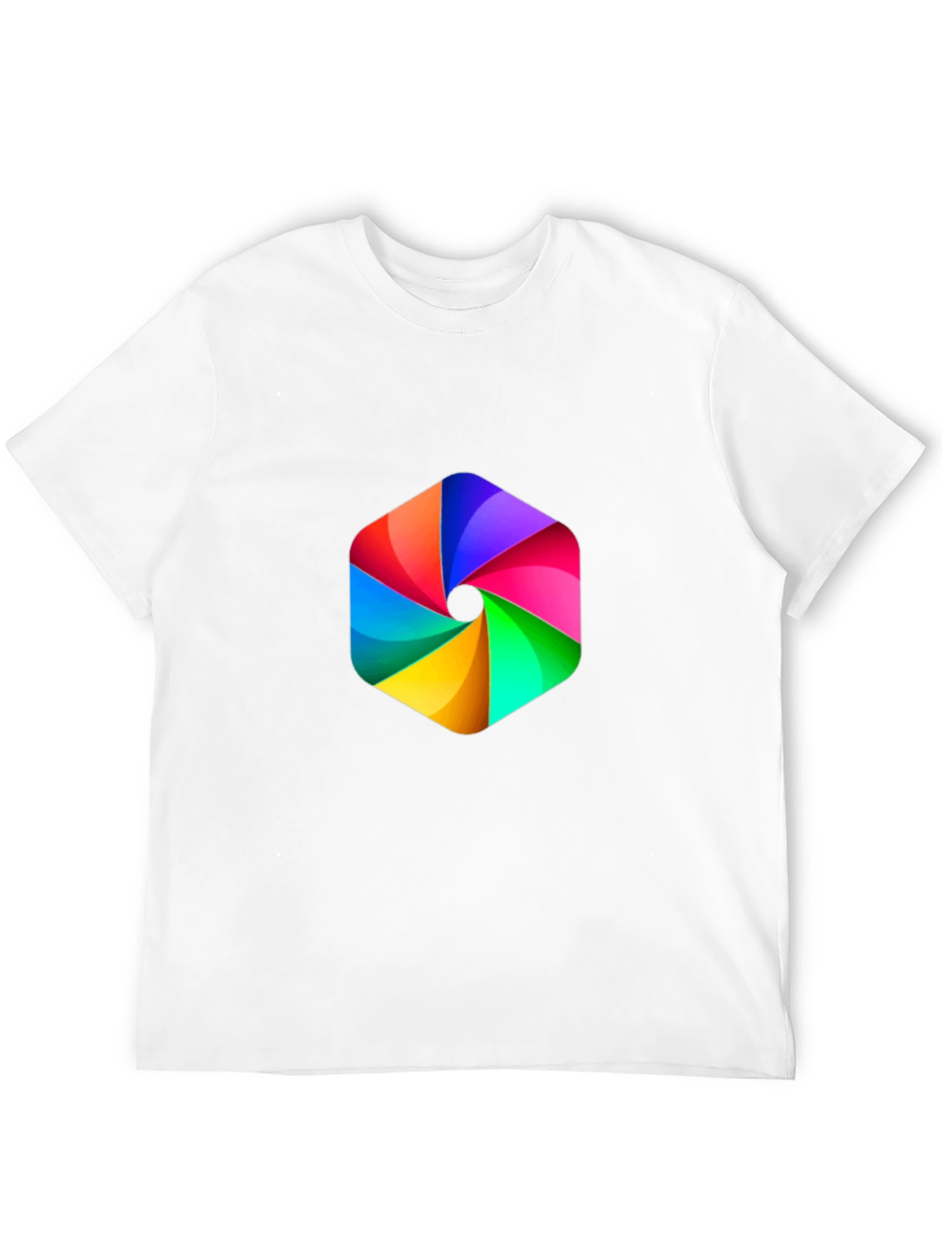 Mens Black Tee with Rainbow Hexagon Graphic