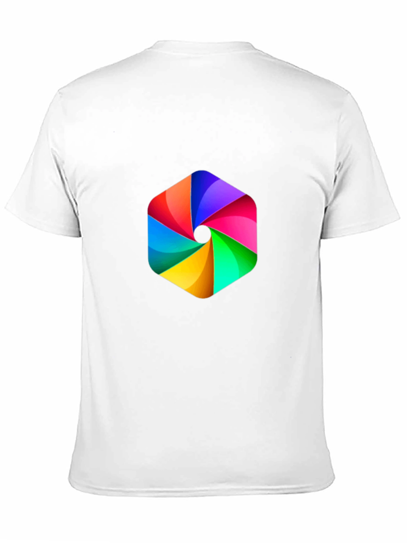 Mens Black Tee with Rainbow Hexagon Graphic