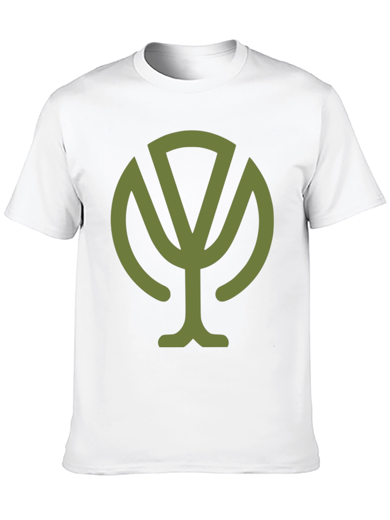 Olive Green Tree Graphic Black T-Shirt