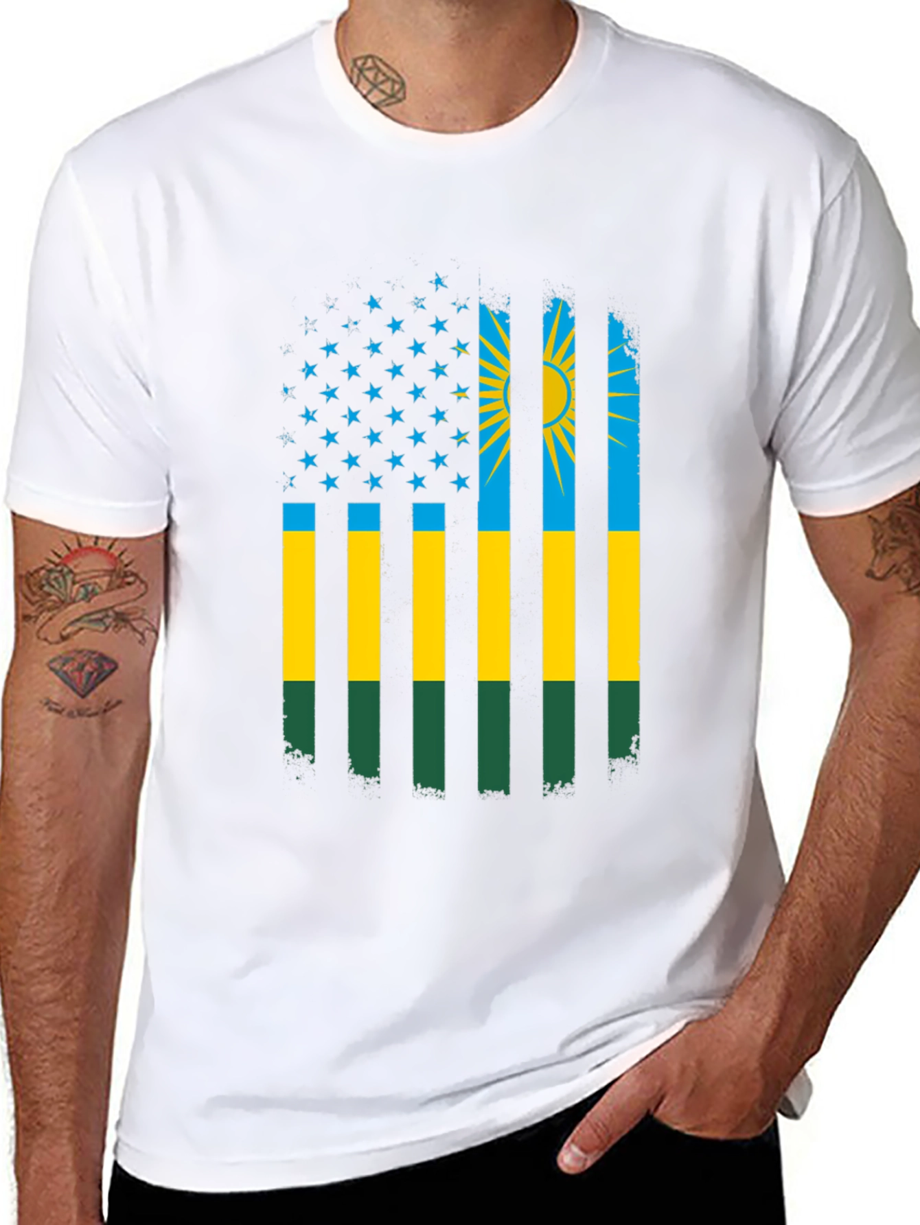 Rwanda Flag American Patriot T-Shirt
