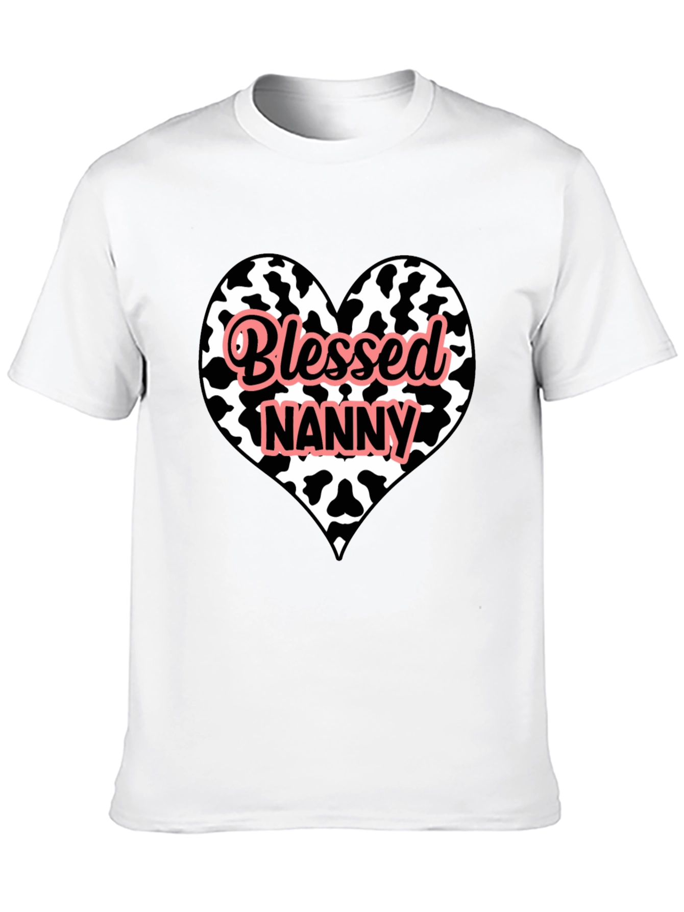 Blessed Nanny Heart Cow Print T-Shirt