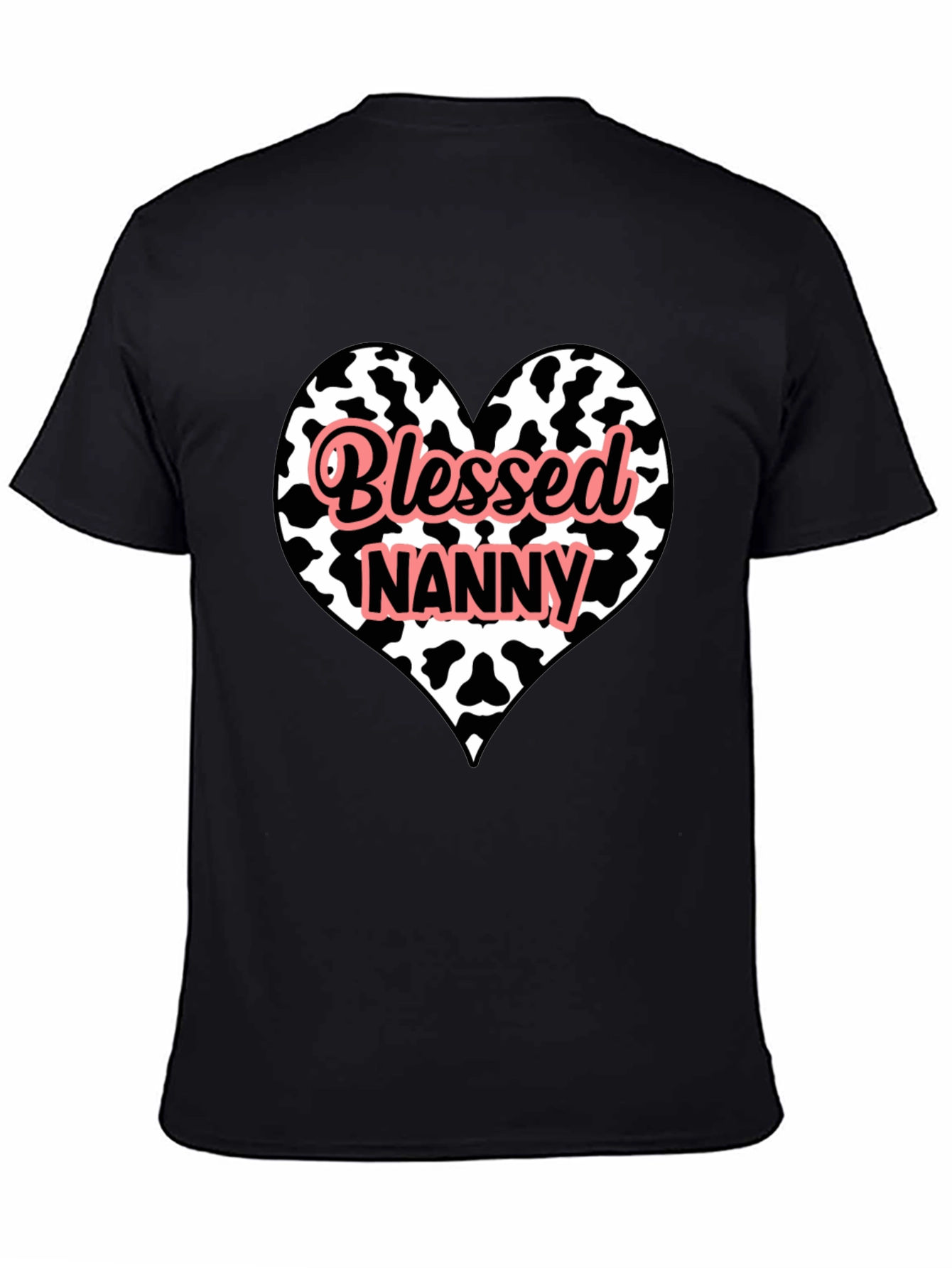 Blessed Nanny Heart Cow Print T-Shirt