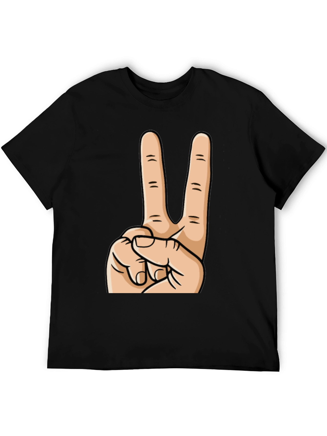 Peace Sign Graphic Tee - Black Cotton Casual Top
