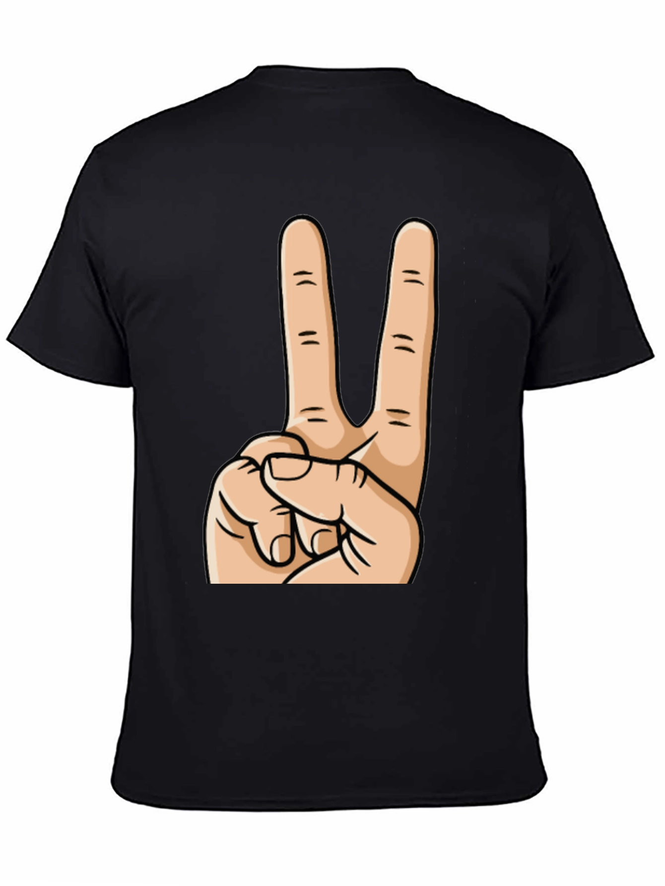 Peace Sign Graphic Tee - Black Cotton Casual Top