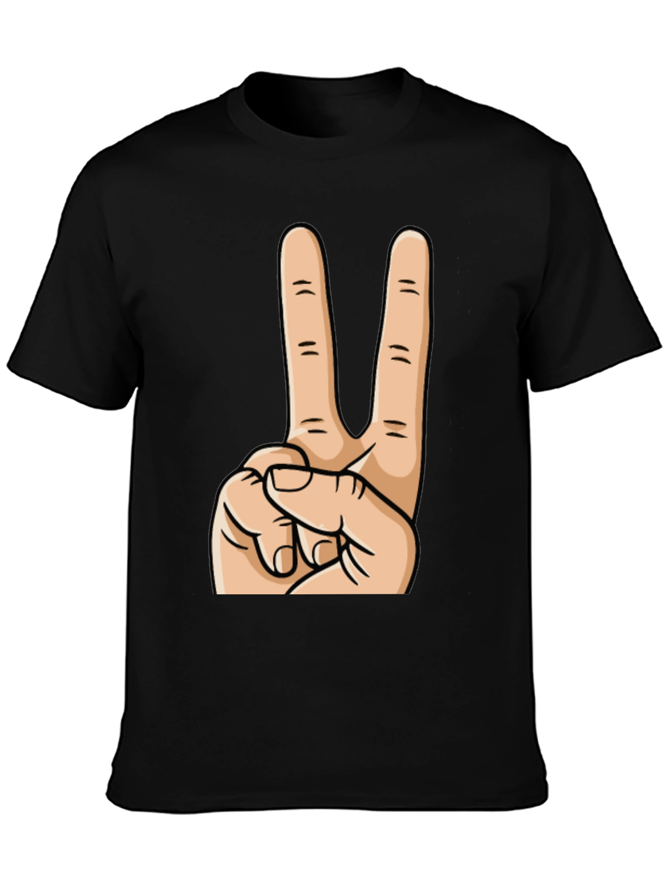 Peace Sign Graphic Tee - Black Cotton Casual Top