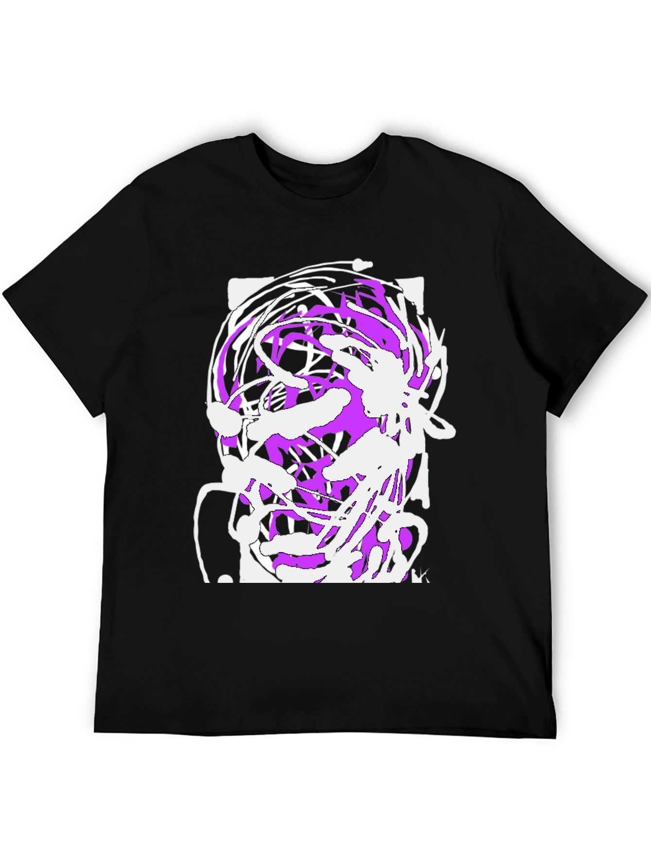 Abstract Art Graphic Tee - Black Cotton Blend