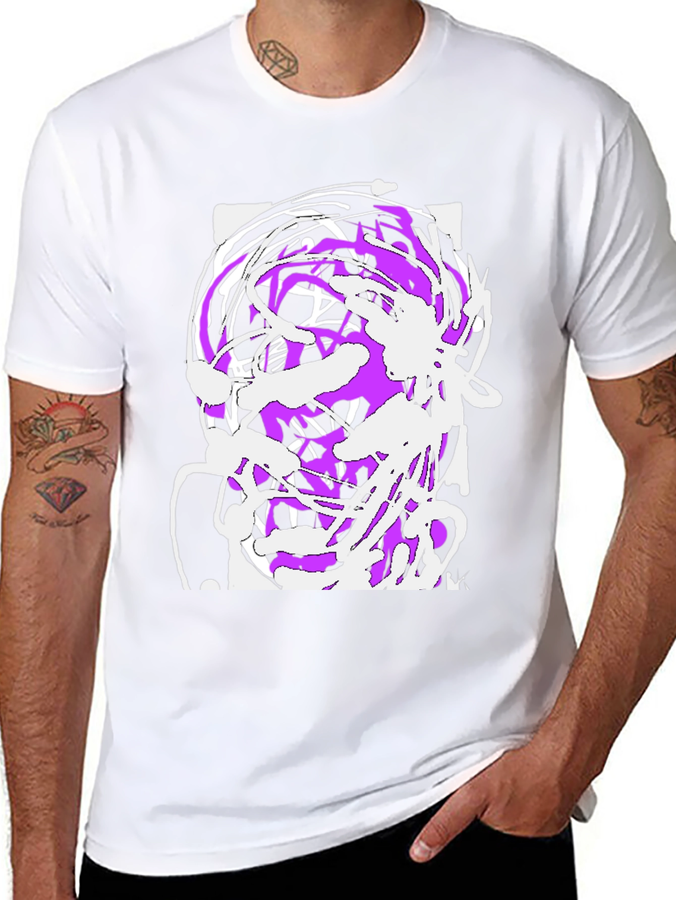 Abstract Art Graphic Tee - Black Cotton Blend