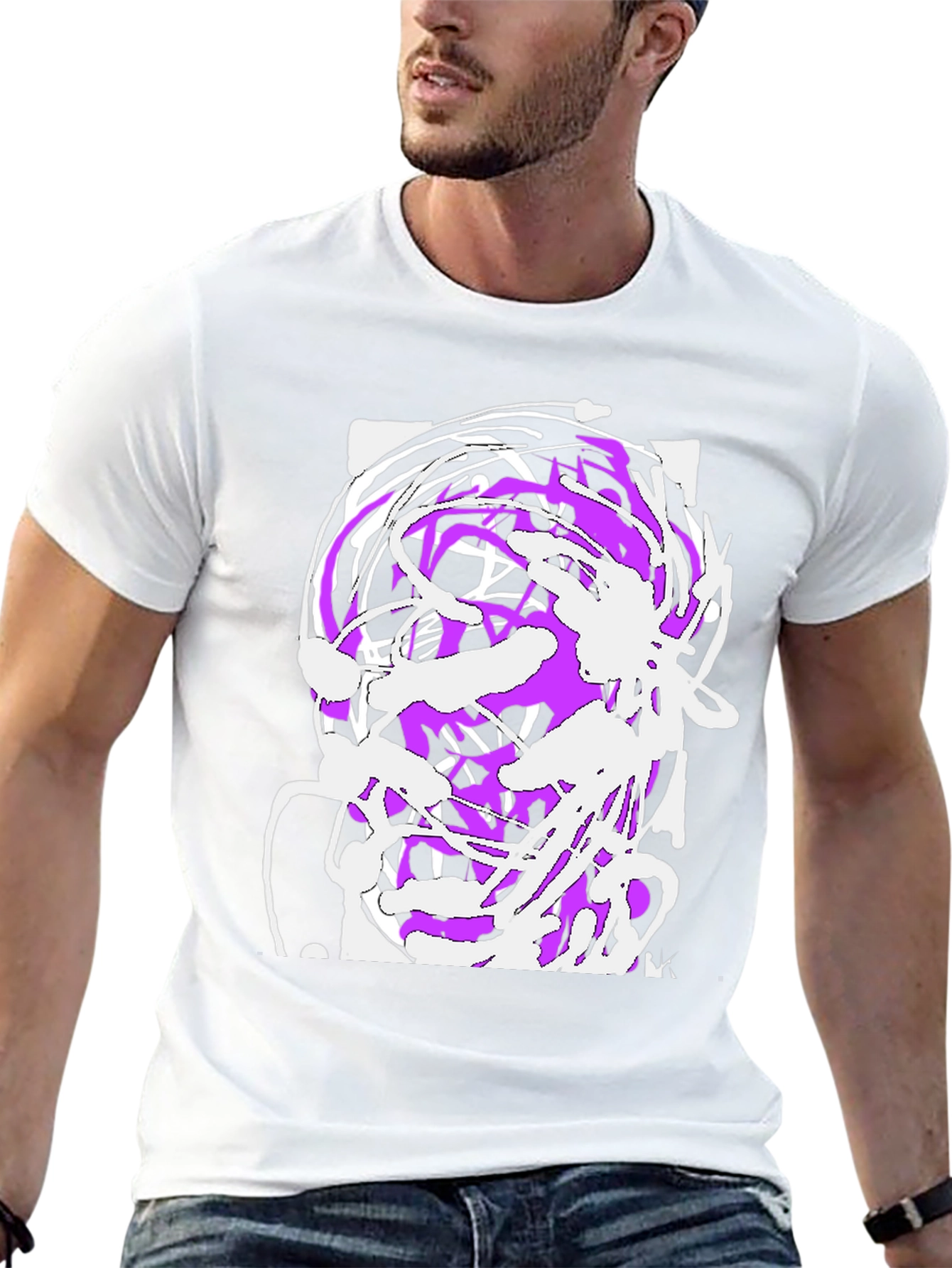 Abstract Art Graphic Tee - Black Cotton Blend