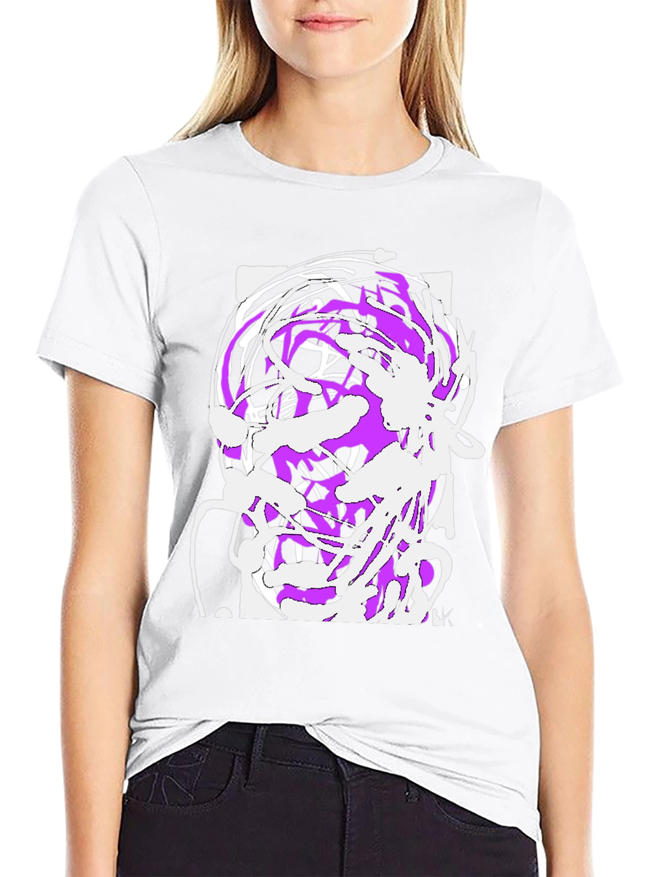 Abstract Art Graphic Tee - Black Cotton Blend