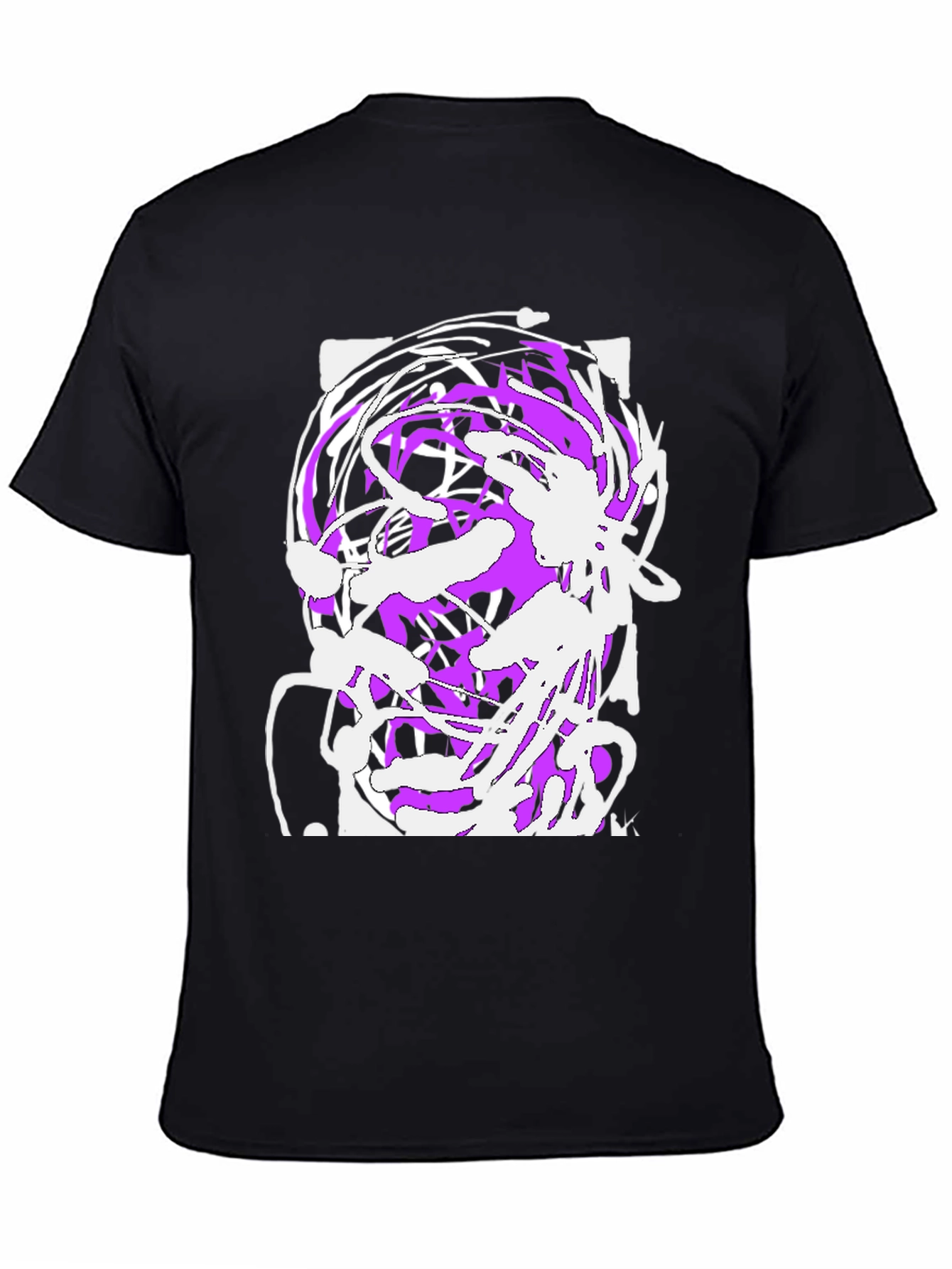 Abstract Art Graphic Tee - Black Cotton Blend