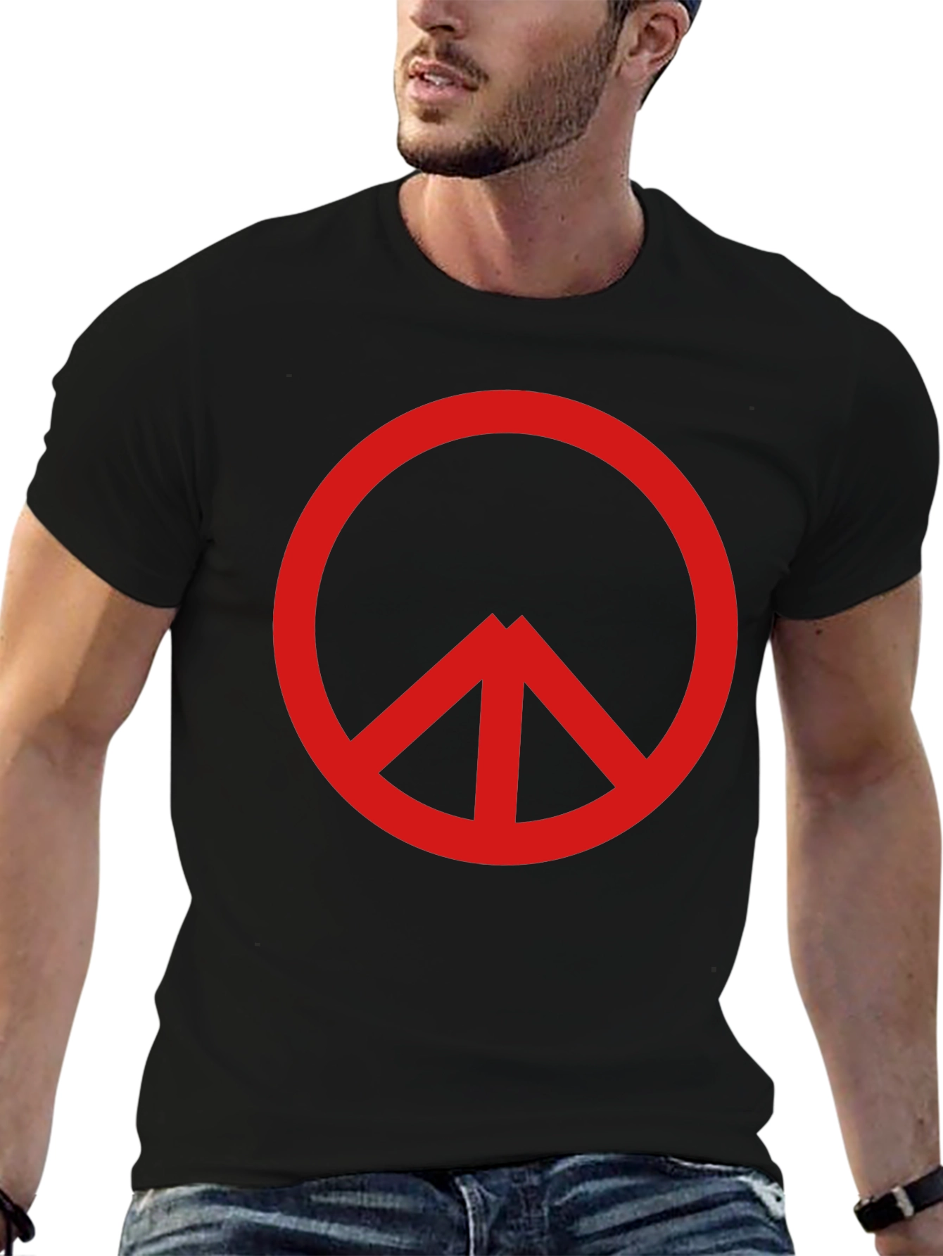 Red Peace Sign Black T-Shirt - Modern Unisex Tee
