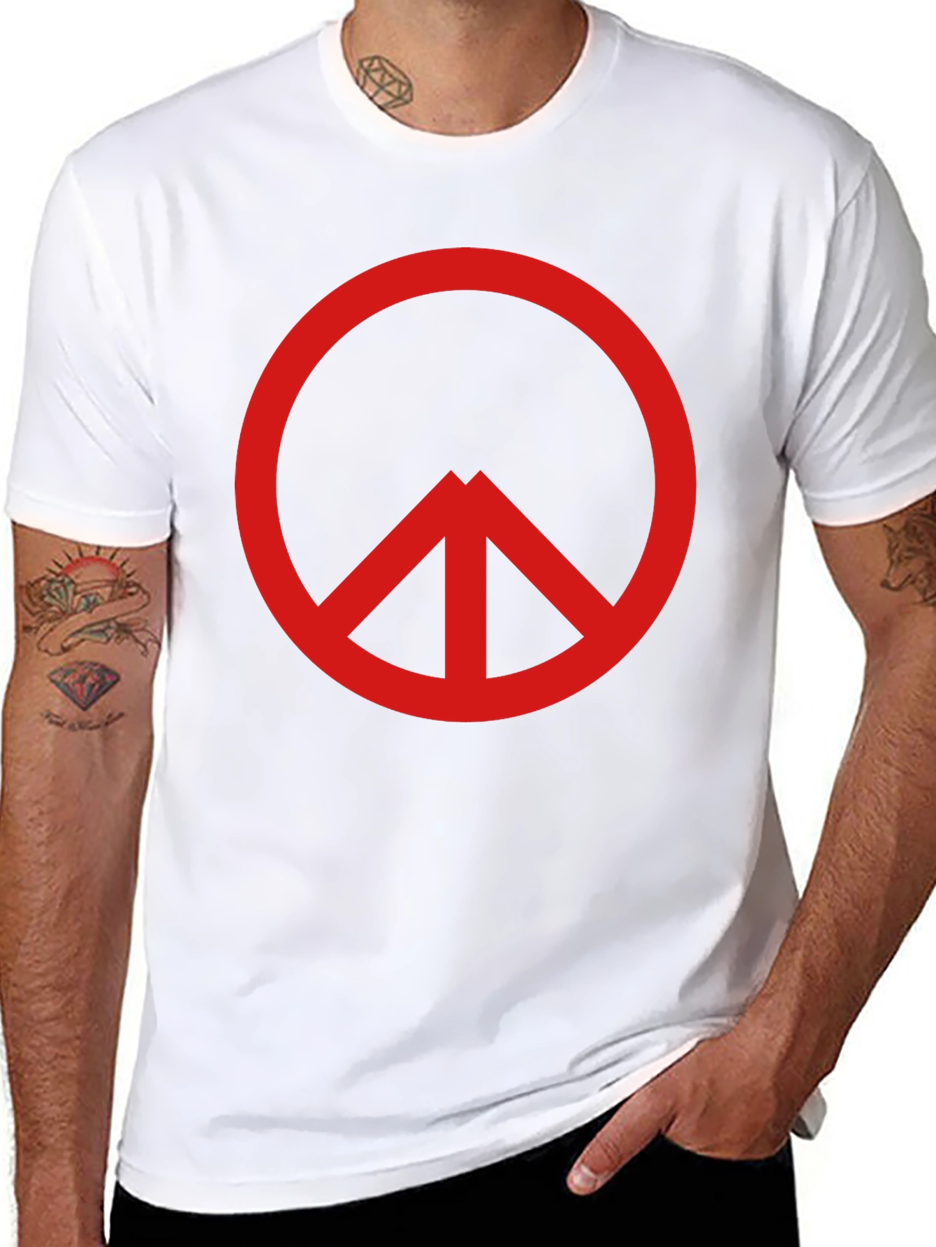Red Peace Sign Black T-Shirt - Modern Unisex Tee