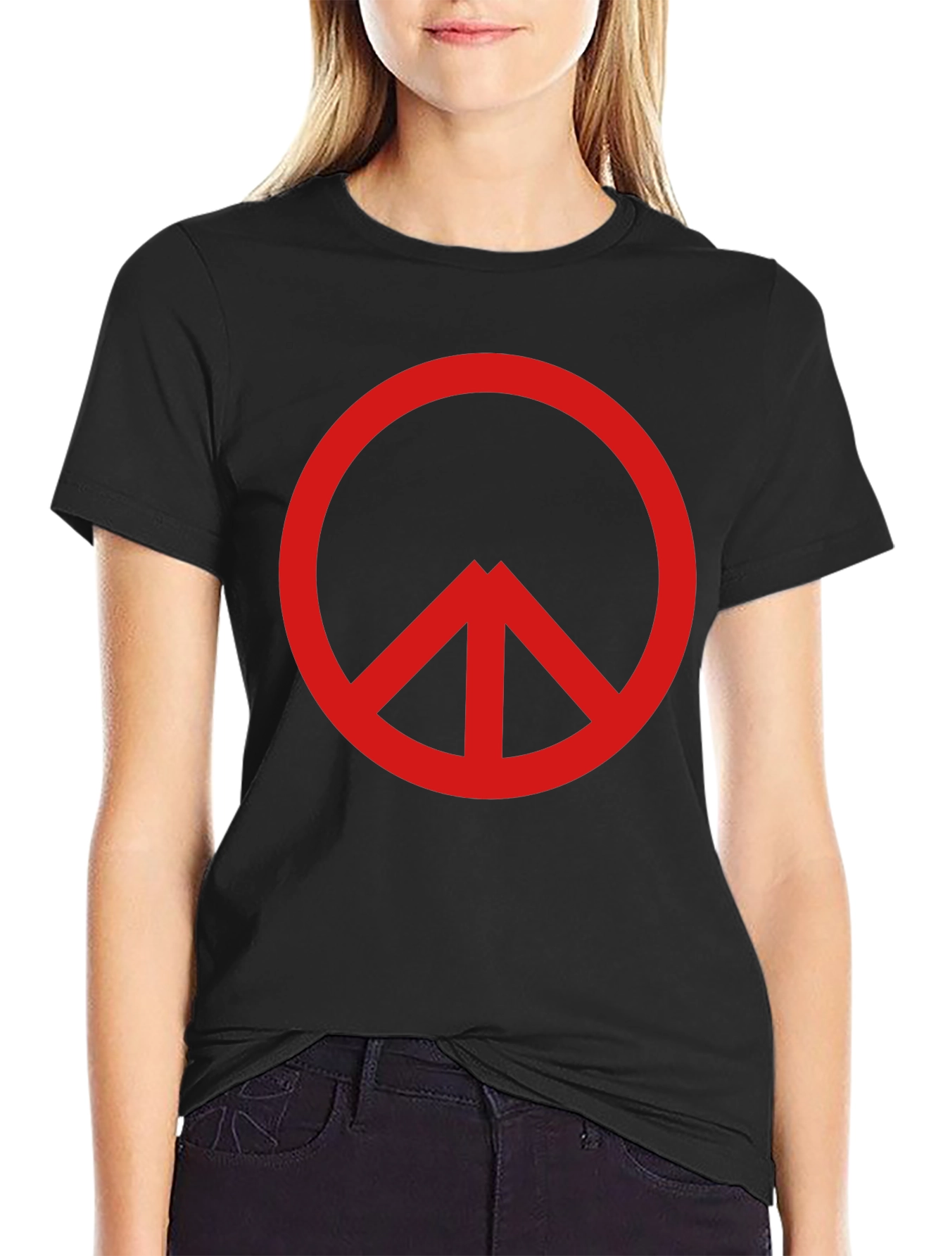Red Peace Sign Black T-Shirt - Modern Unisex Tee