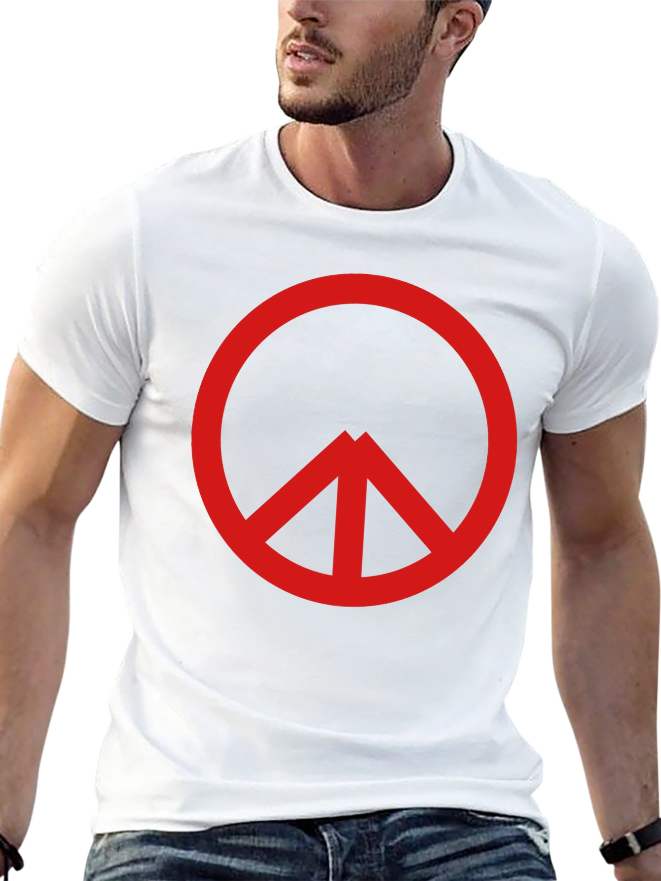Red Peace Sign Black T-Shirt - Modern Unisex Tee