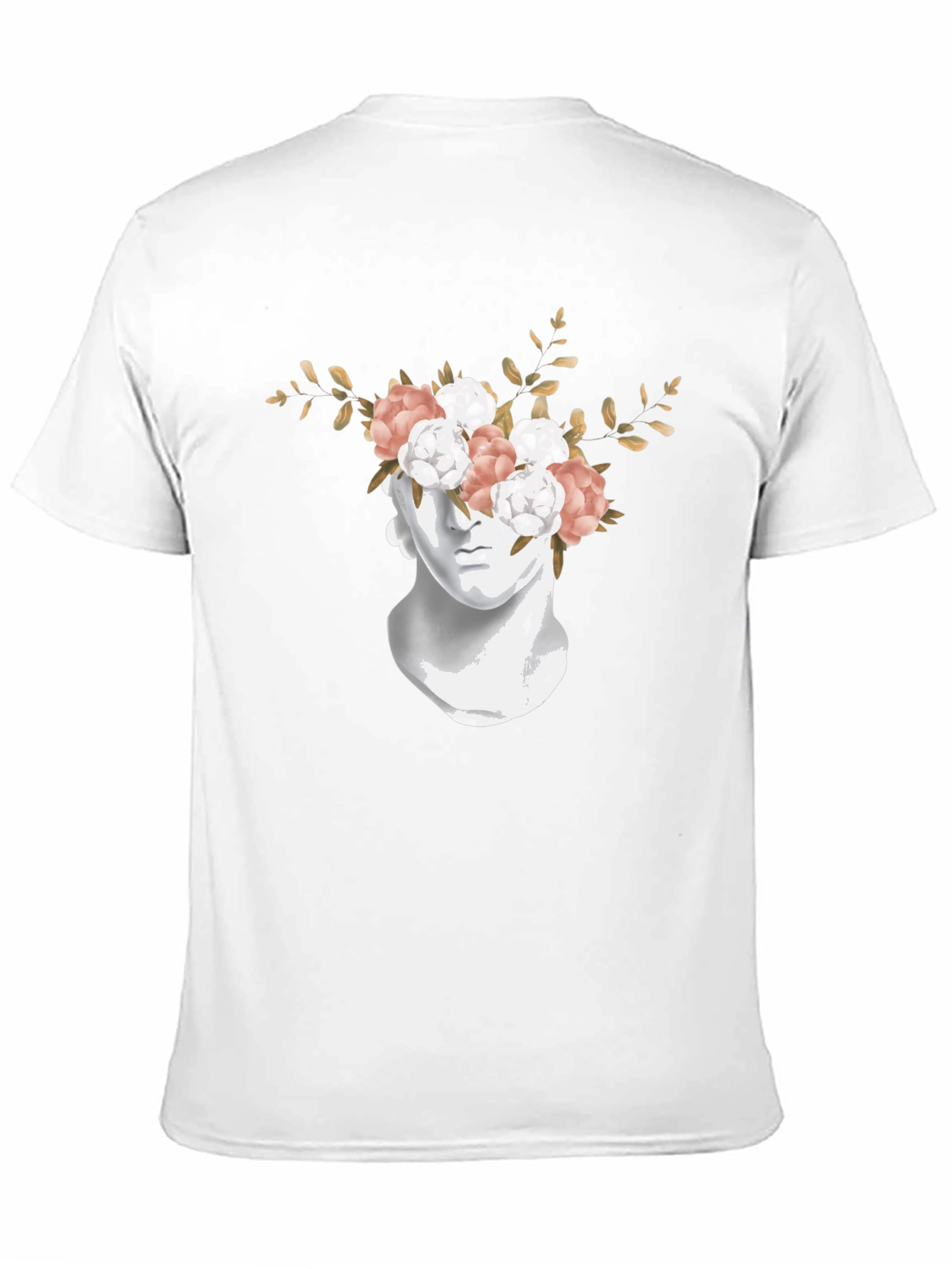 Floral Statue Graphic Tee - Stylish Black T-Shirt