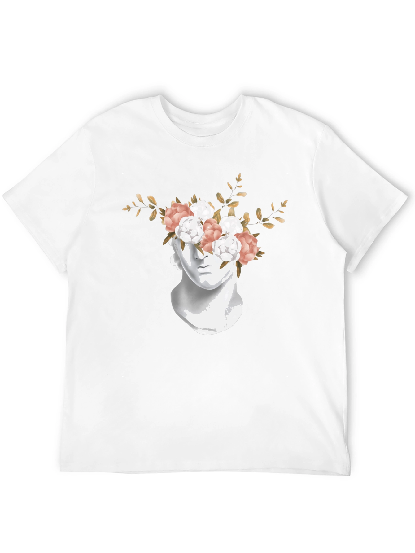 Floral Statue Graphic Tee - Stylish Black T-Shirt