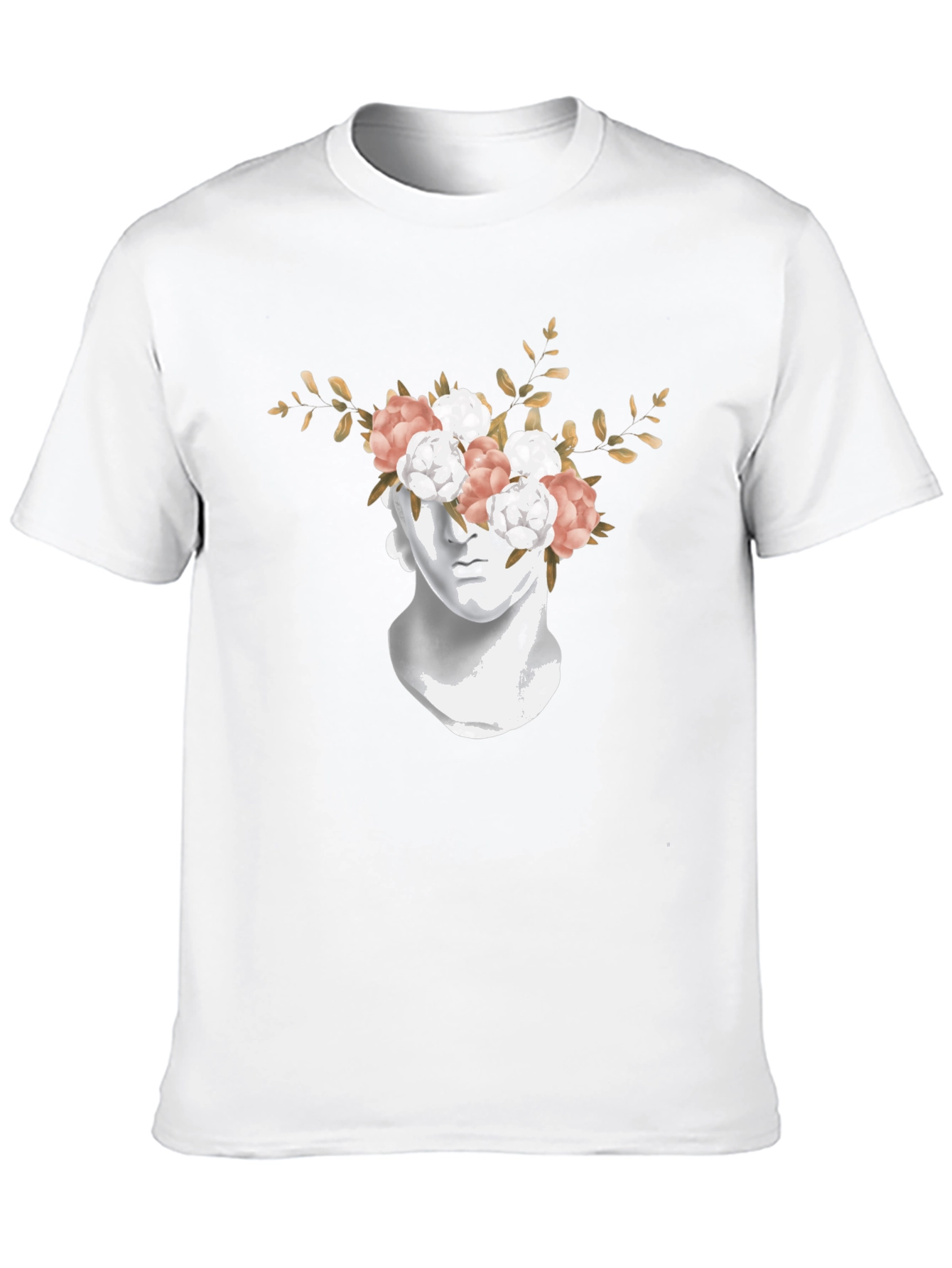 Floral Statue Graphic Tee - Stylish Black T-Shirt