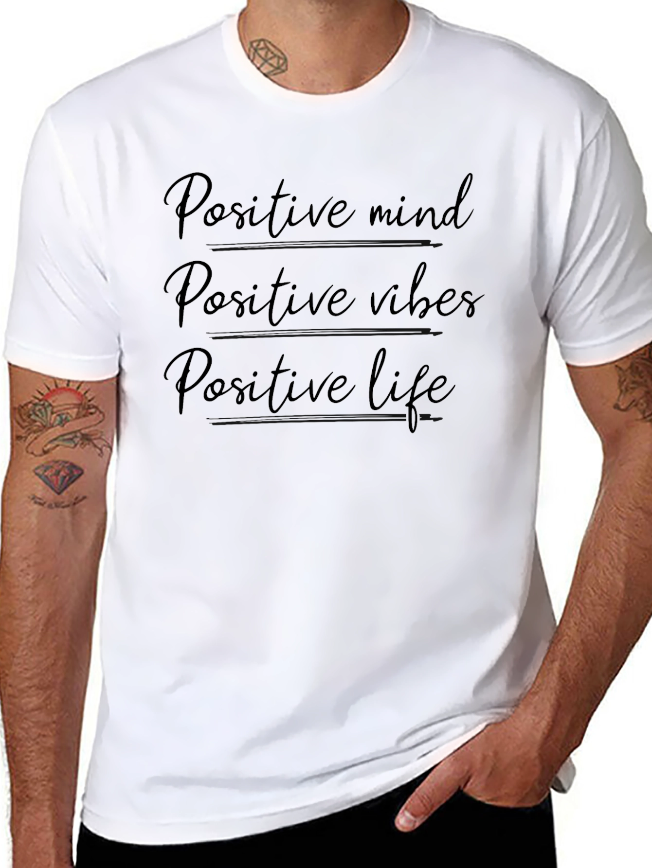 Positive Mindset Black Graphic T-Shirt