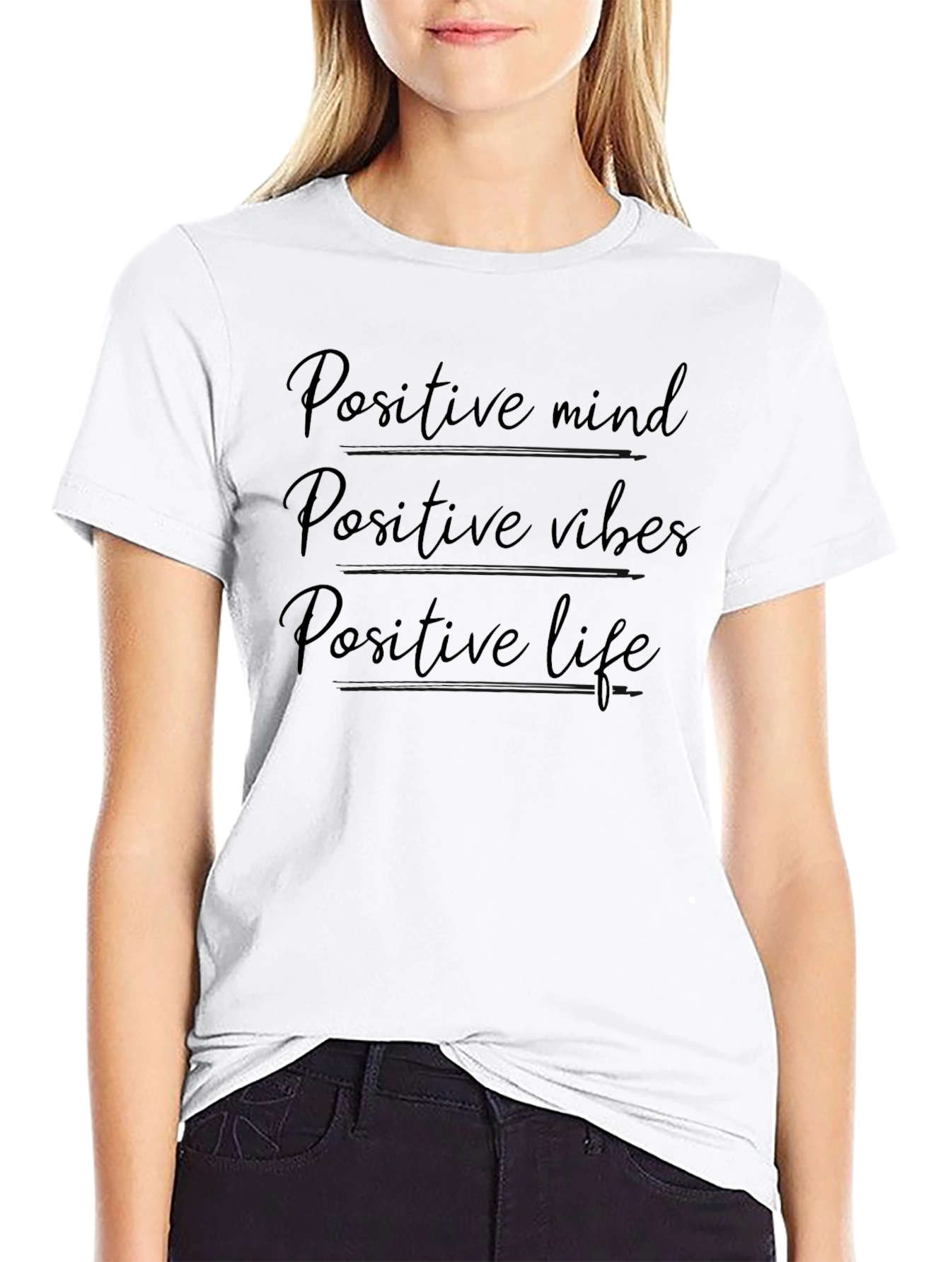 Positive Mindset Black Graphic T-Shirt