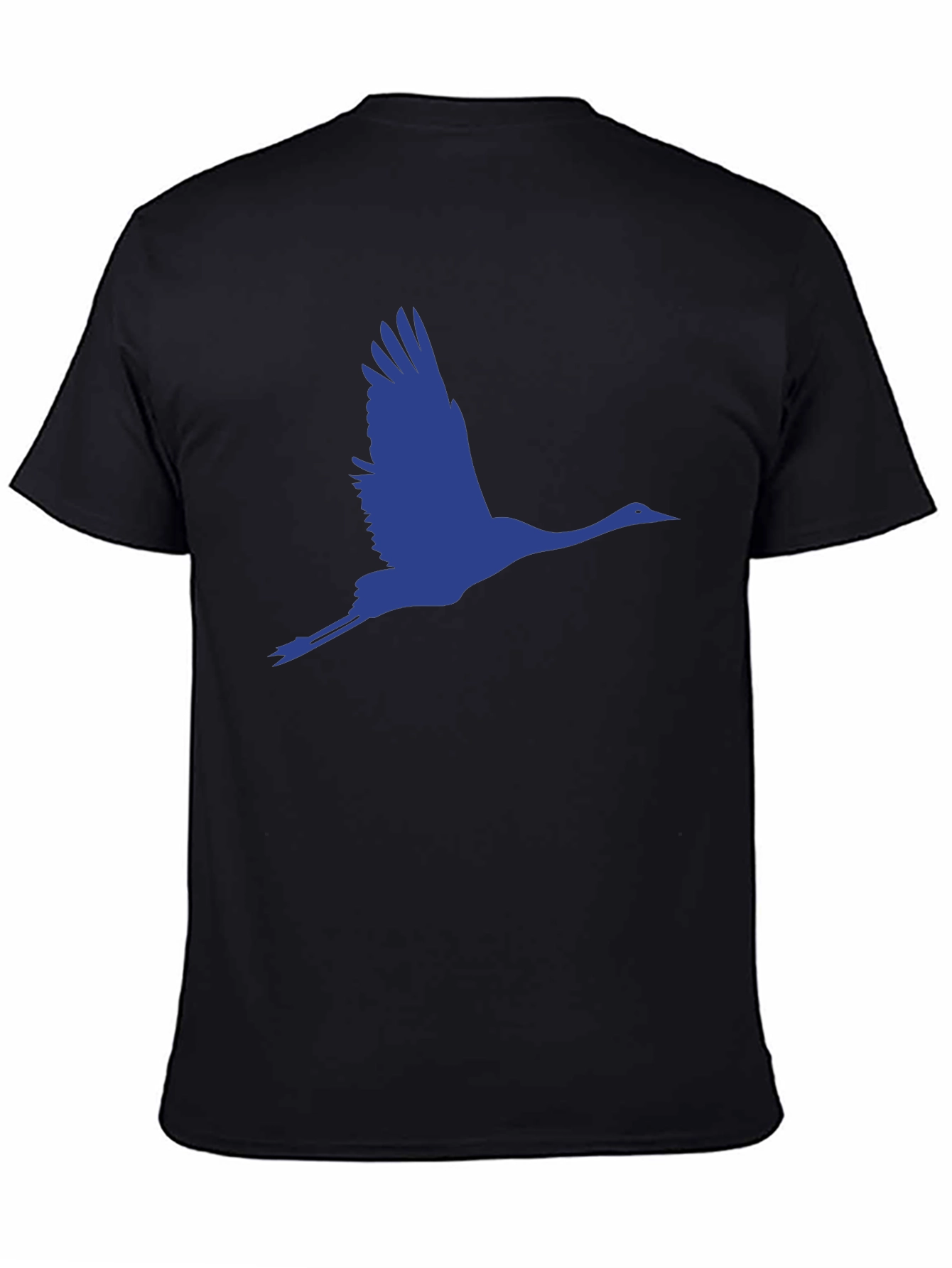 Flying Crane Graphic Tee - Black Cotton T-Shirt