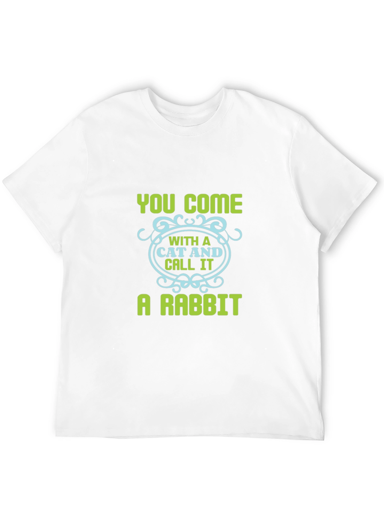 Humorous Cat & Rabbit Graphic Black Tee