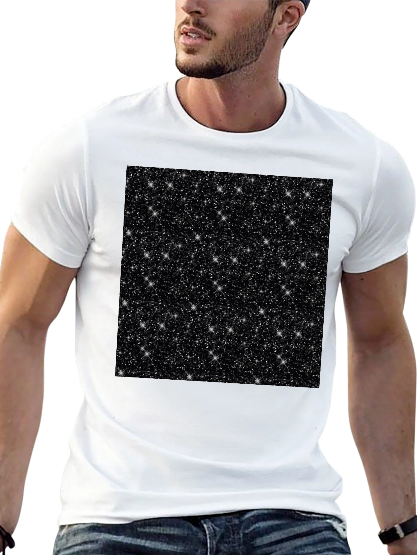 Sparkling Starry Night Graphic Tee - Black