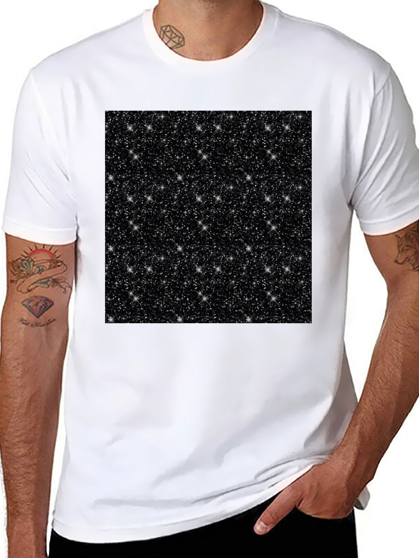 Sparkling Starry Night Graphic Tee - Black