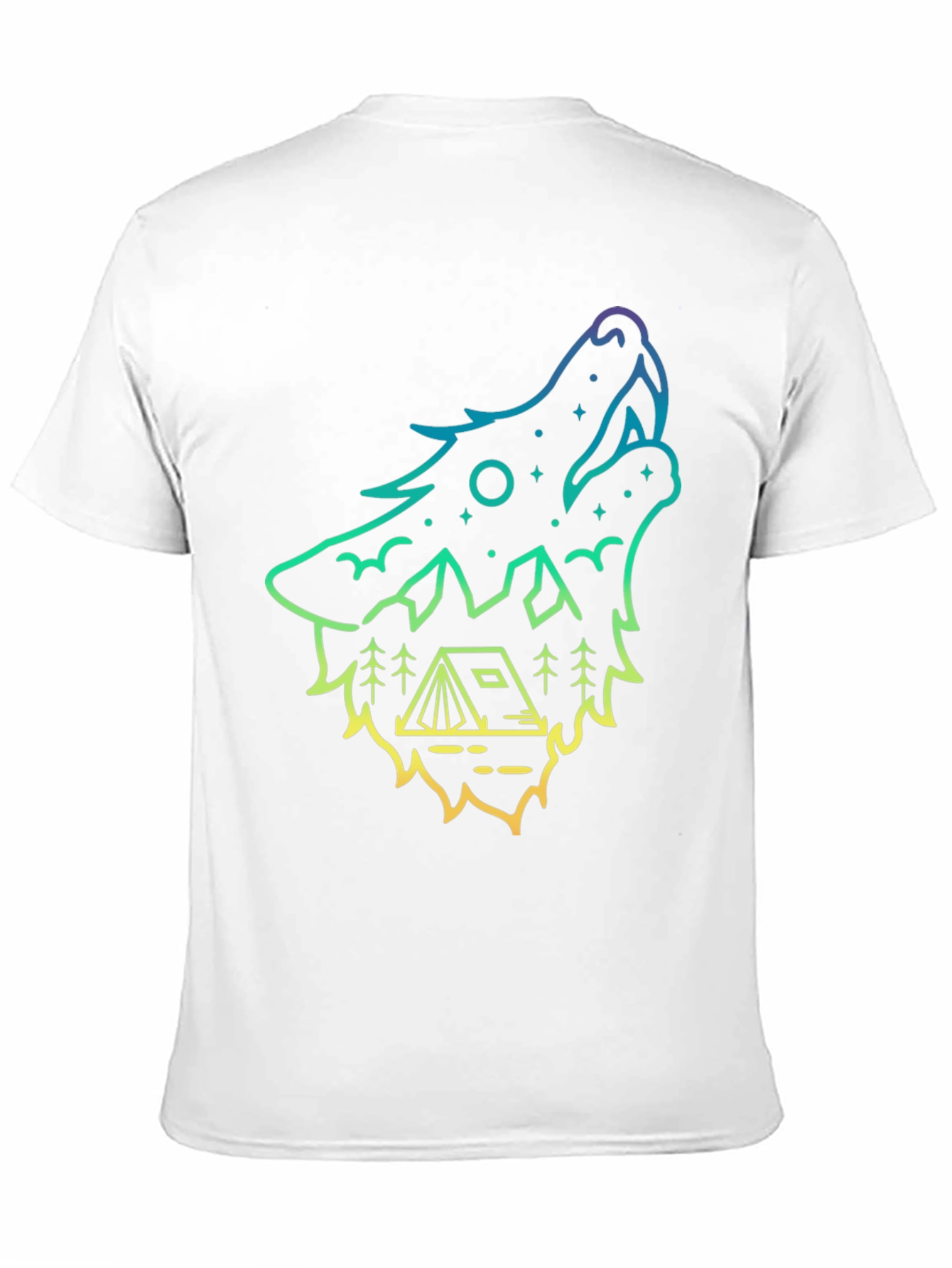 Wolf Howl Camping Tee - Gradient Outline Design